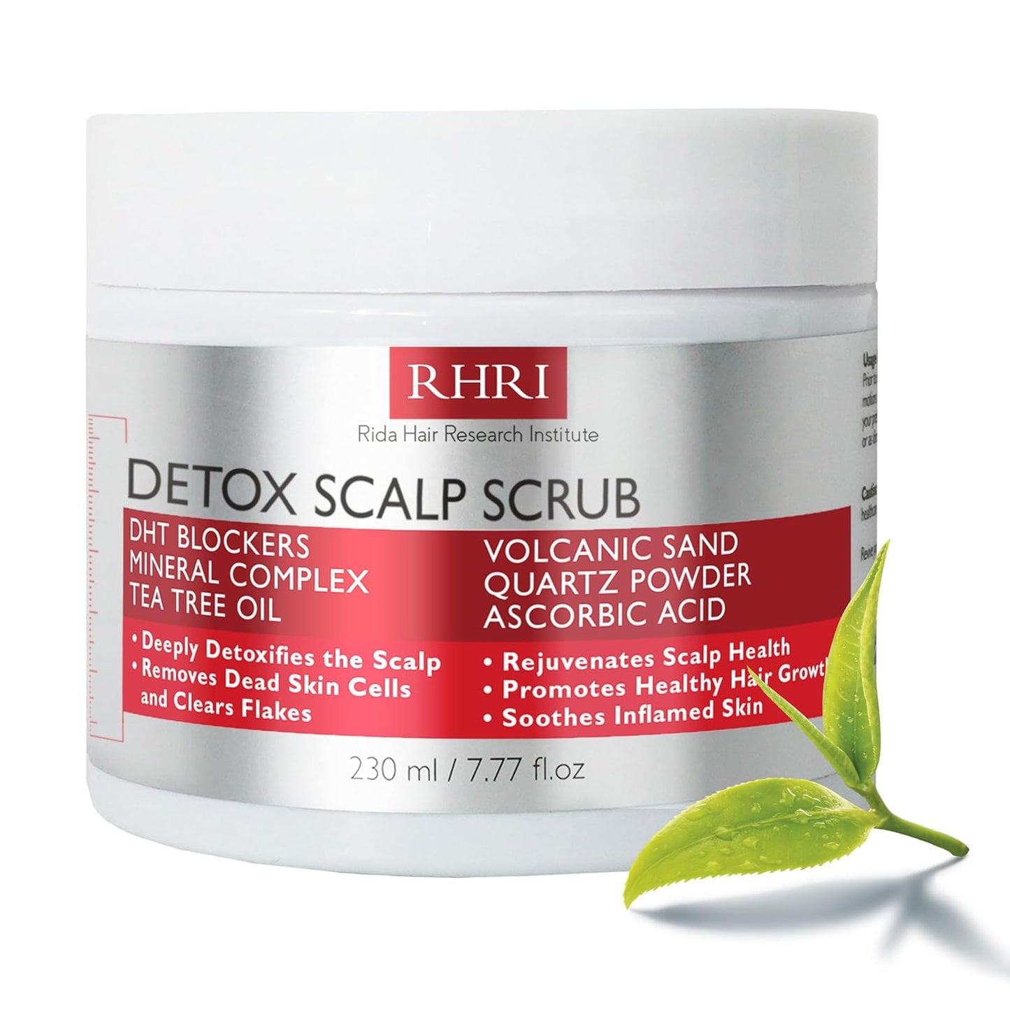 Scalp Scrub with Tea Tree Oil for Hair Growth | DHT Blockers, Volcanic Sand & Mineral Complex | Detoxifies, Exfoliates & Removes Flakes | Clears Build-Up for a Healthy Scalp | 7.77 fl oz