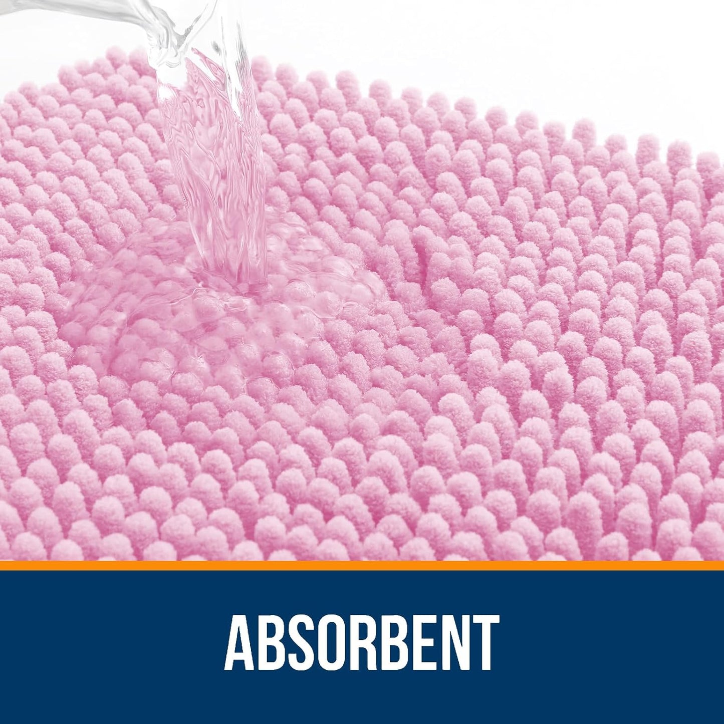 OLANLY Bathroom Rugs 36x24, Extra Soft Absorbent Chenille Bath Rugs, Rubber Backing Quick Dry, Machine Washable Bath Mats for Bathroom Floor, Tub and Shower, Home Decor Accessories, Pink