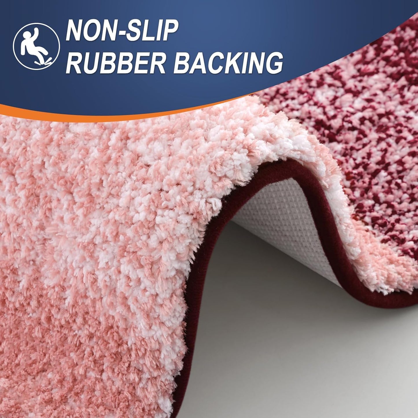 OLANLY Luxury Toilet Rugs U-Shaped 24x20, Extra Soft and Absorbent Microfiber Bathroom Rugs, Non-Slip Plush Shaggy Bath Mat, Machine Wash Dry, Contour Bathroom Mats for Toilet Base, Red