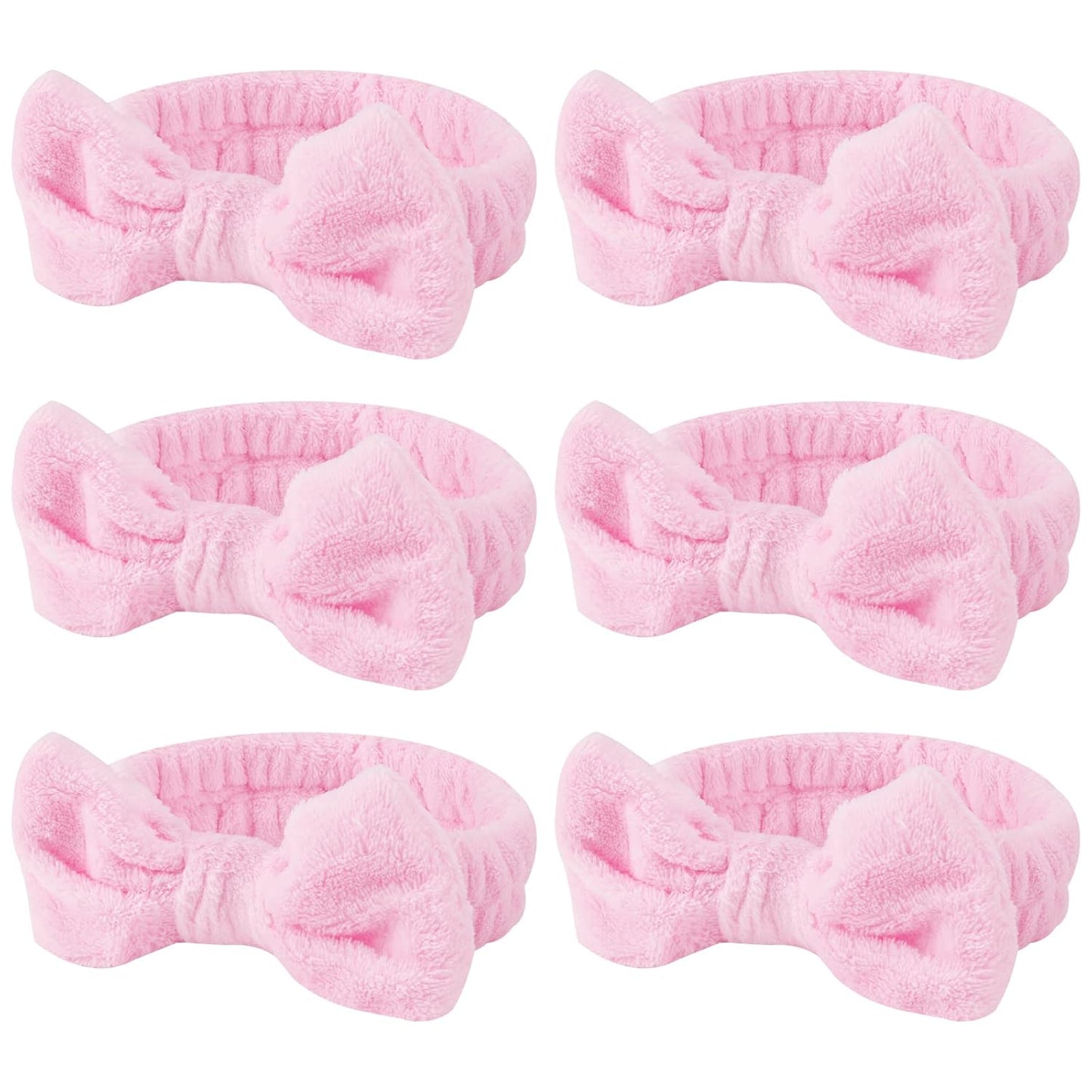 Casoty Pink 6 Pcs Spa Headband, Hair Band for Washing Face, Makeup Headband, Skincare Headbands, Soft Fleece Hairband for Face Washing Yoga
