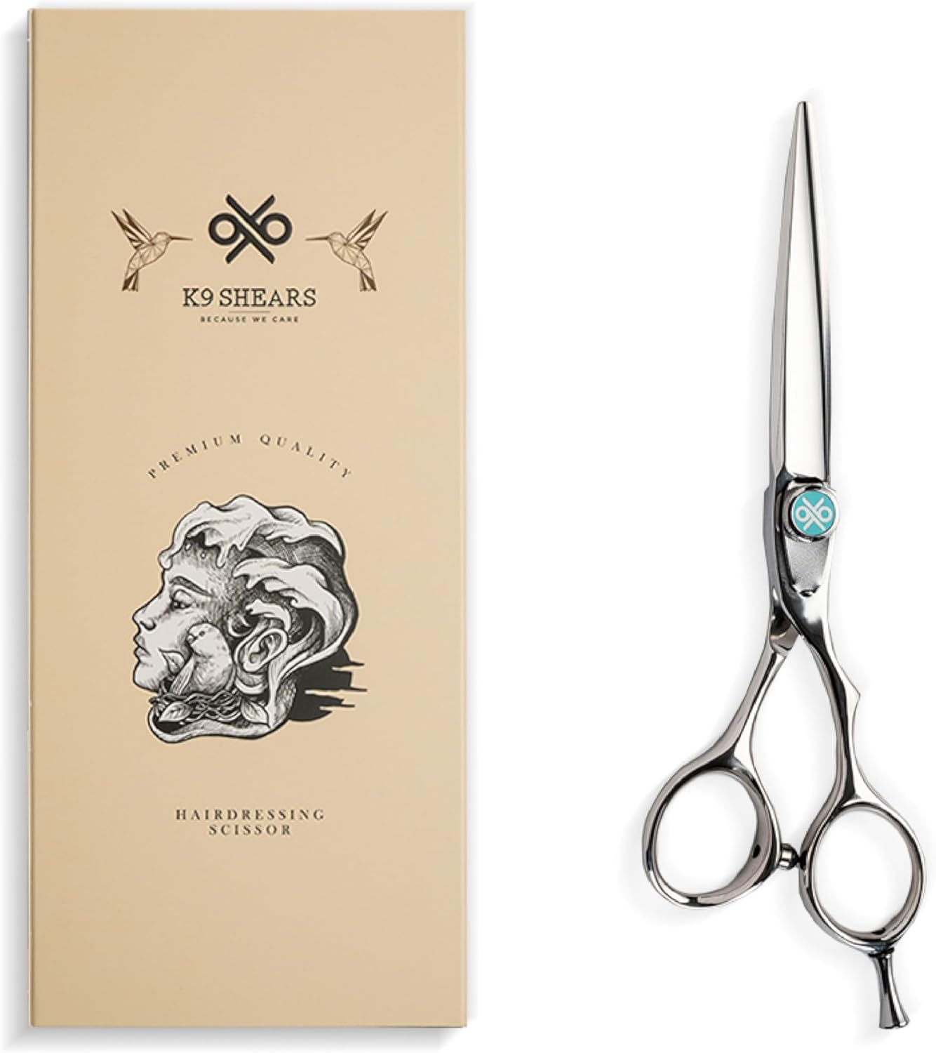 K9 6" Professional Hair Scissors – Barber Shears Made with Premium VG10 Steel, Lightweight, Razor-Sharp, Handcrafted with Ergonomic Handle and Convex Blade for Comfort, Also Great for Home Use