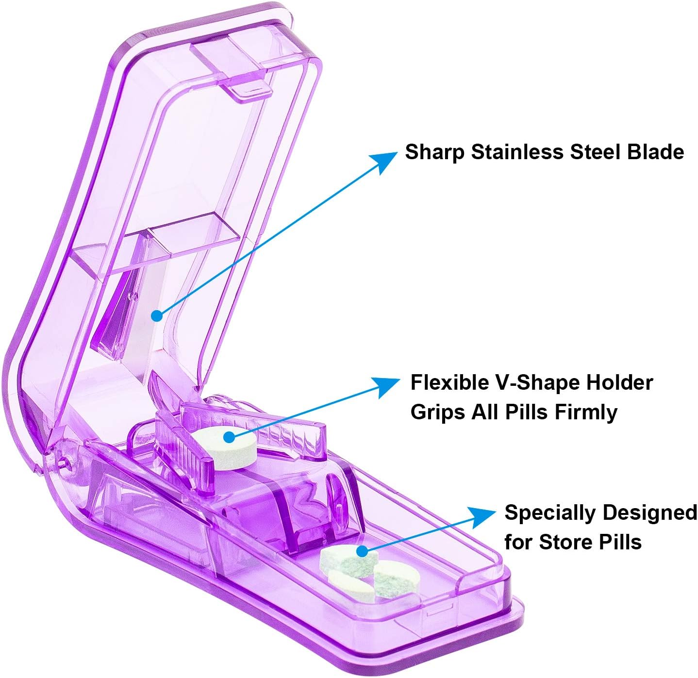 2PCS Pill Cutter, Professional Pill Splitter for Cutting Small Pills or Large Pills in Half