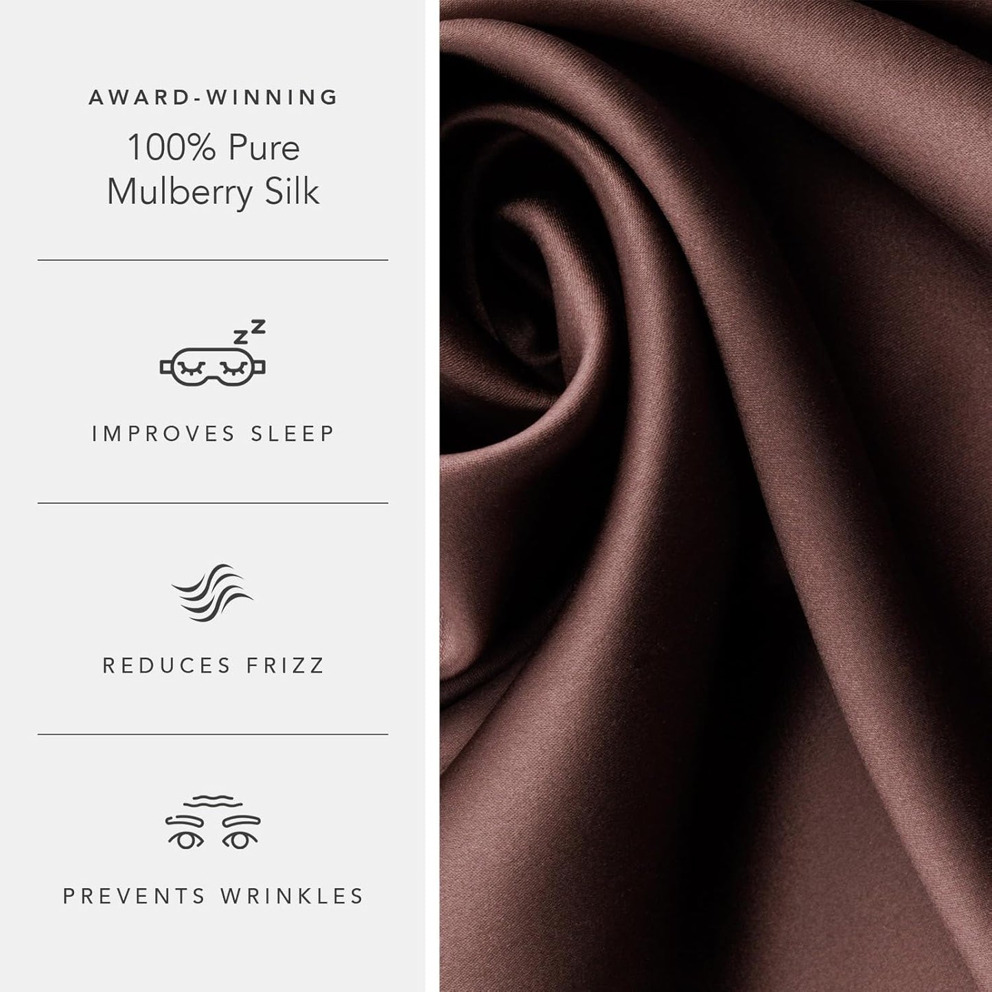 Fishers Finery 25mm 100% Pure Mulberry Silk Pillowcase Set (Brown King 2 Pack)