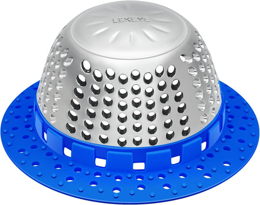 LEKEYE Shower Drain Hair Catcher/Shower Drain Cover/Drain Protector for Pop-Up & Regular Drains(Blue)