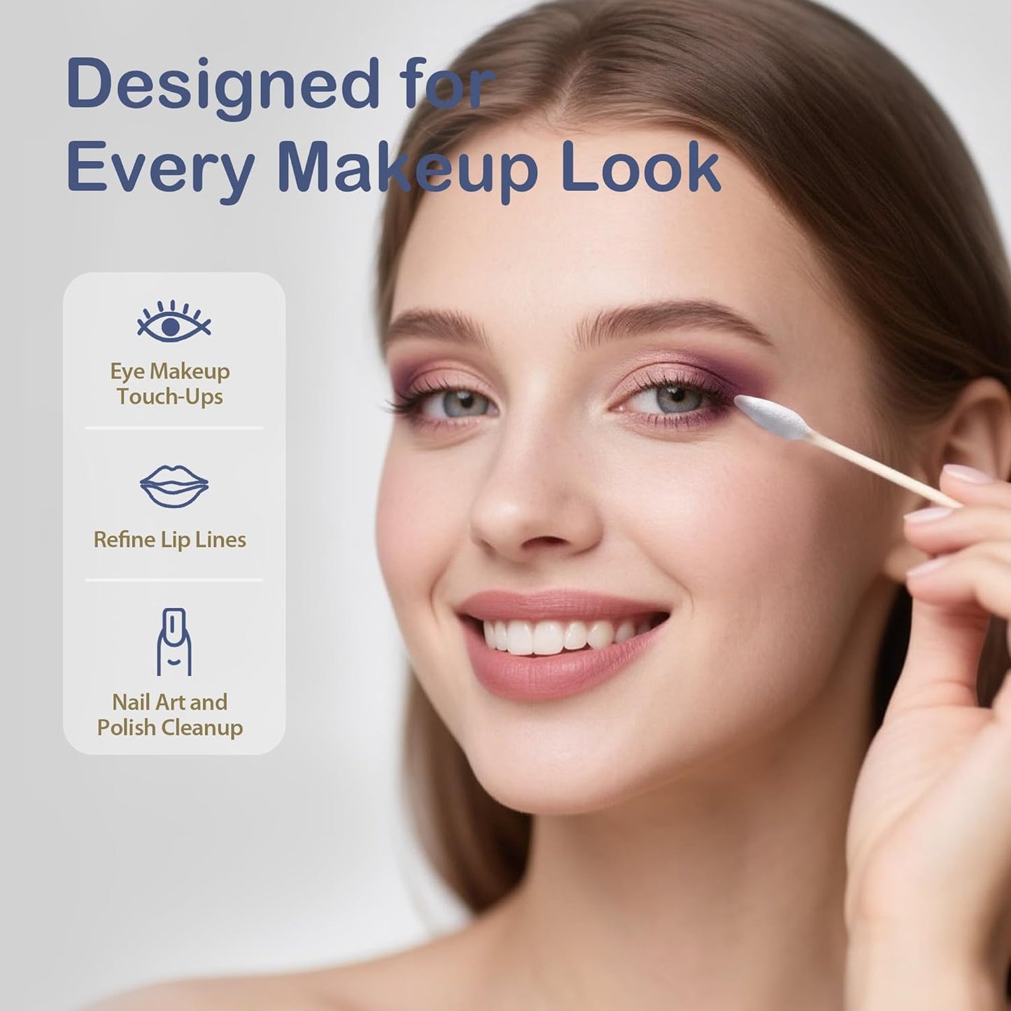 Ourmed Life Cotton Swabs - Biodegradable Bamboo & Cotton, Double-Tipped Cleaning Swabs with Pointed & Round Tips, Hypoallergenic for Ear, Makeup, Eye Makeup Removal, Nail Polish Touch-Ups (500 Ct)