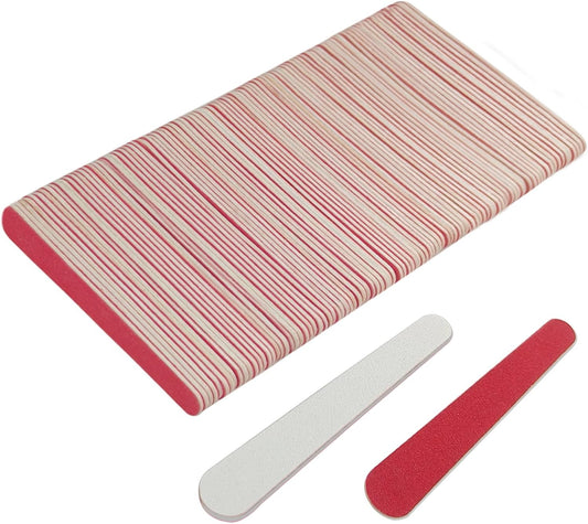 Mini Nail Files (100 Pack), 180/240 Grit Wooden Emery Board Nail File Double Sided Small Wood Emory Fingernail Files for Natural Nails Professional Reusable Manicure Pedicure