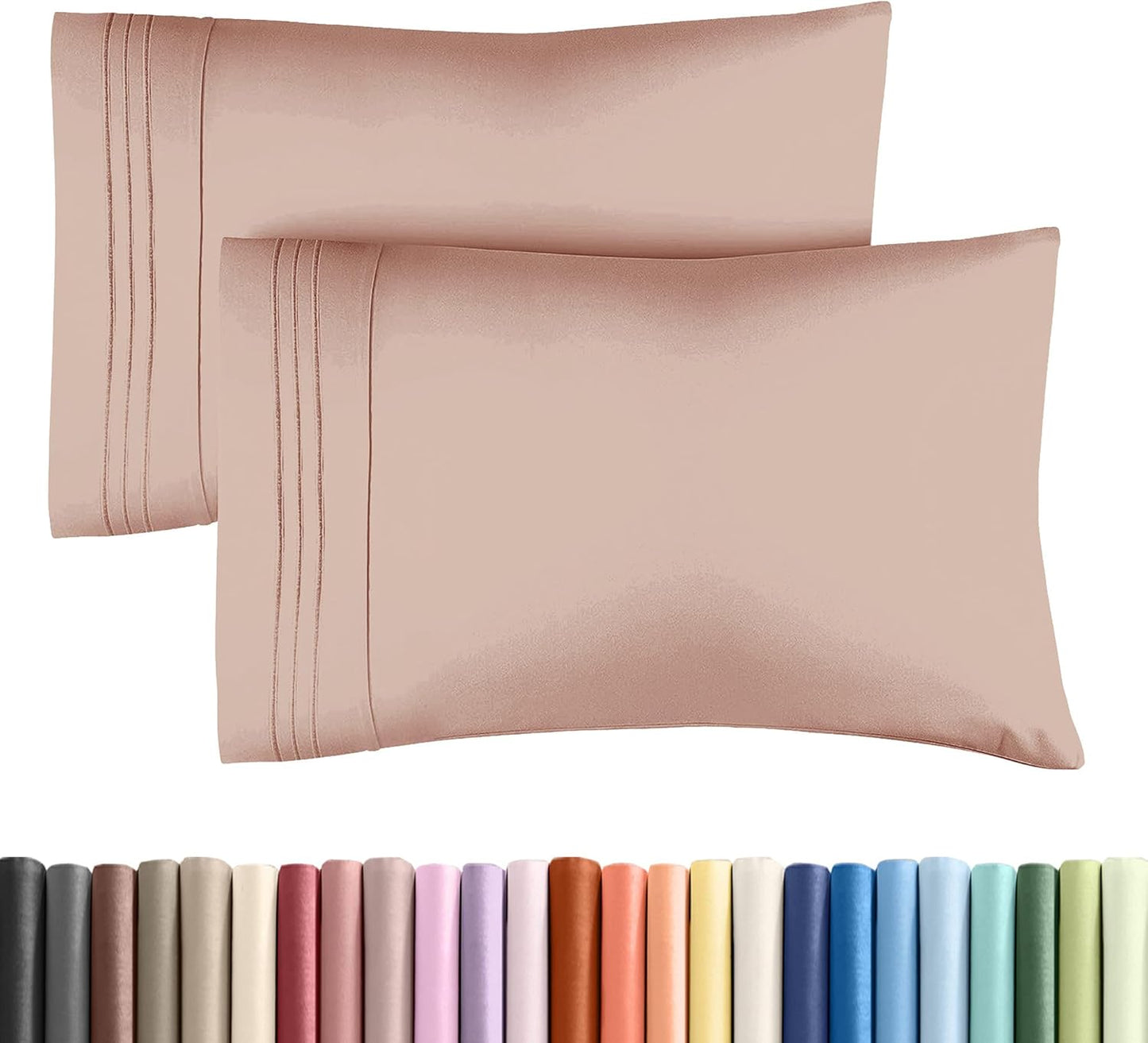 King Pillow Cases Set of 2 - Ultra Soft Hotel Quality Pillowcase Covers - Comfy, Cozy & Wrinkle Free - Shrinkage, Stain and Fade Resistant - Machine Washable Pillow Protectors - 2 Piece Set - Mauve