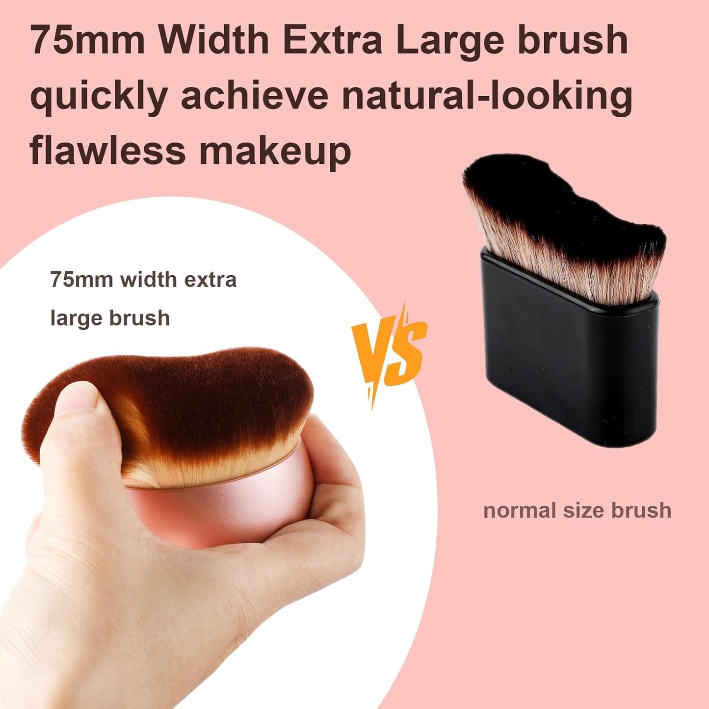 Extra Large Body Makeup Brush for Self Tanner,75mm Wide-headed Body Coverage Applicator for Tattoo Cover up Makeup, Oval Face Leg Makeup &Body Bronzer Brush,Kabuki Blending Brush for Tanning Lotion
