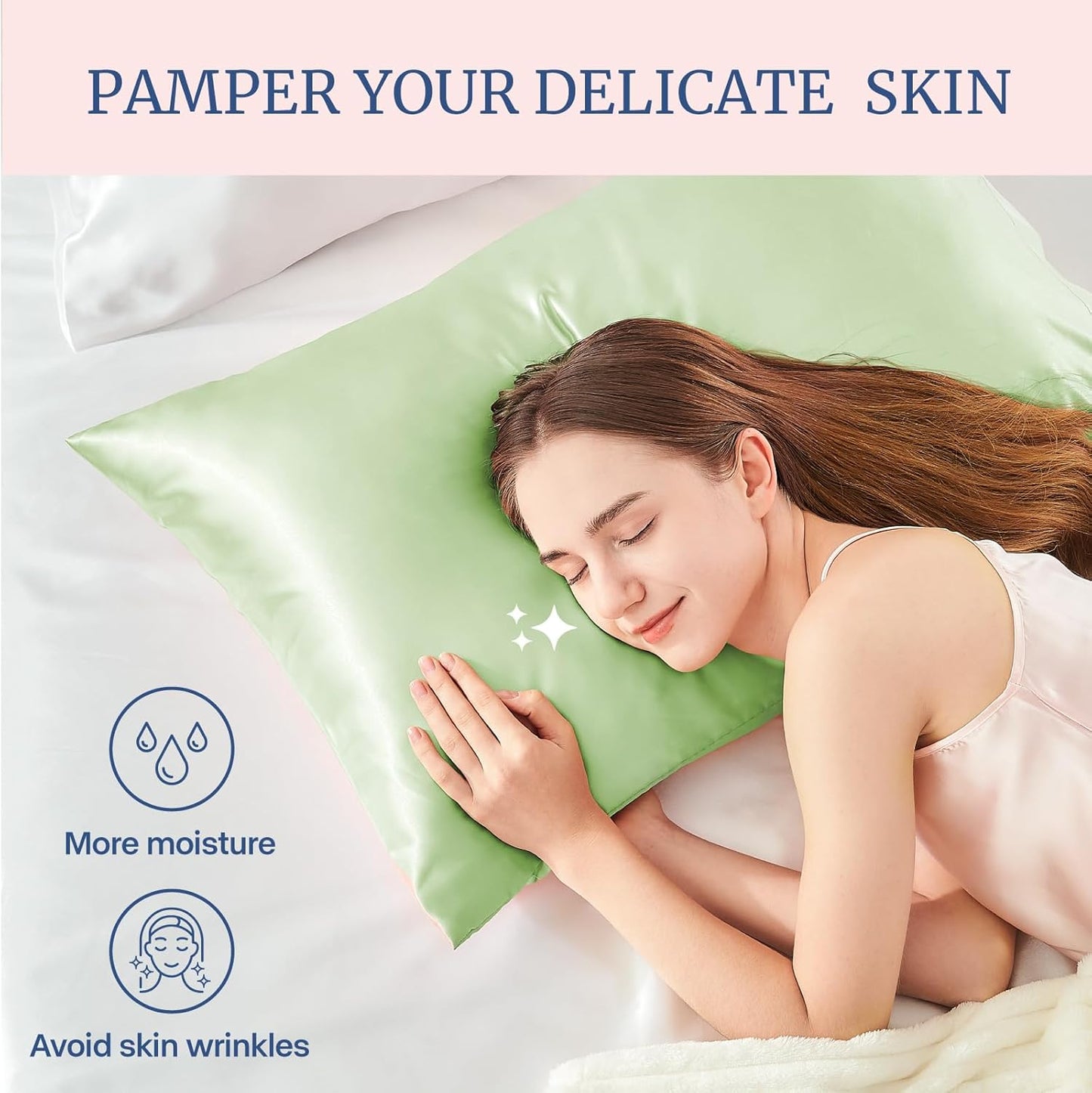 BEDELITE Satin Pillowcase for Hair and Skin, Super Soft Similar to Silk Pillow Cases 4 Pack with Envelope Closure, Cooling Pillowcases for Women Men (20"x26" Standard Size, Gleam)