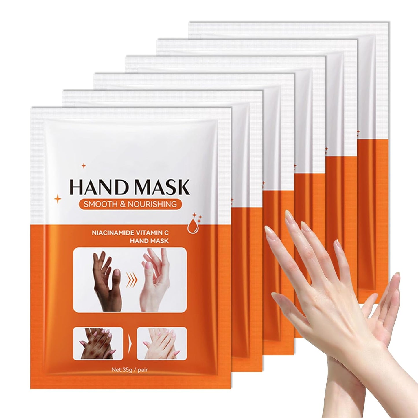 6 Pairs Hand Masks Moisturizing Gloves, Hydrating Hand Mask Moisturizer Gloves Care for Dry Cracked Hands, Smooth Long Lasting Soft Firming Hand Mask Gift Set for Men Women（F