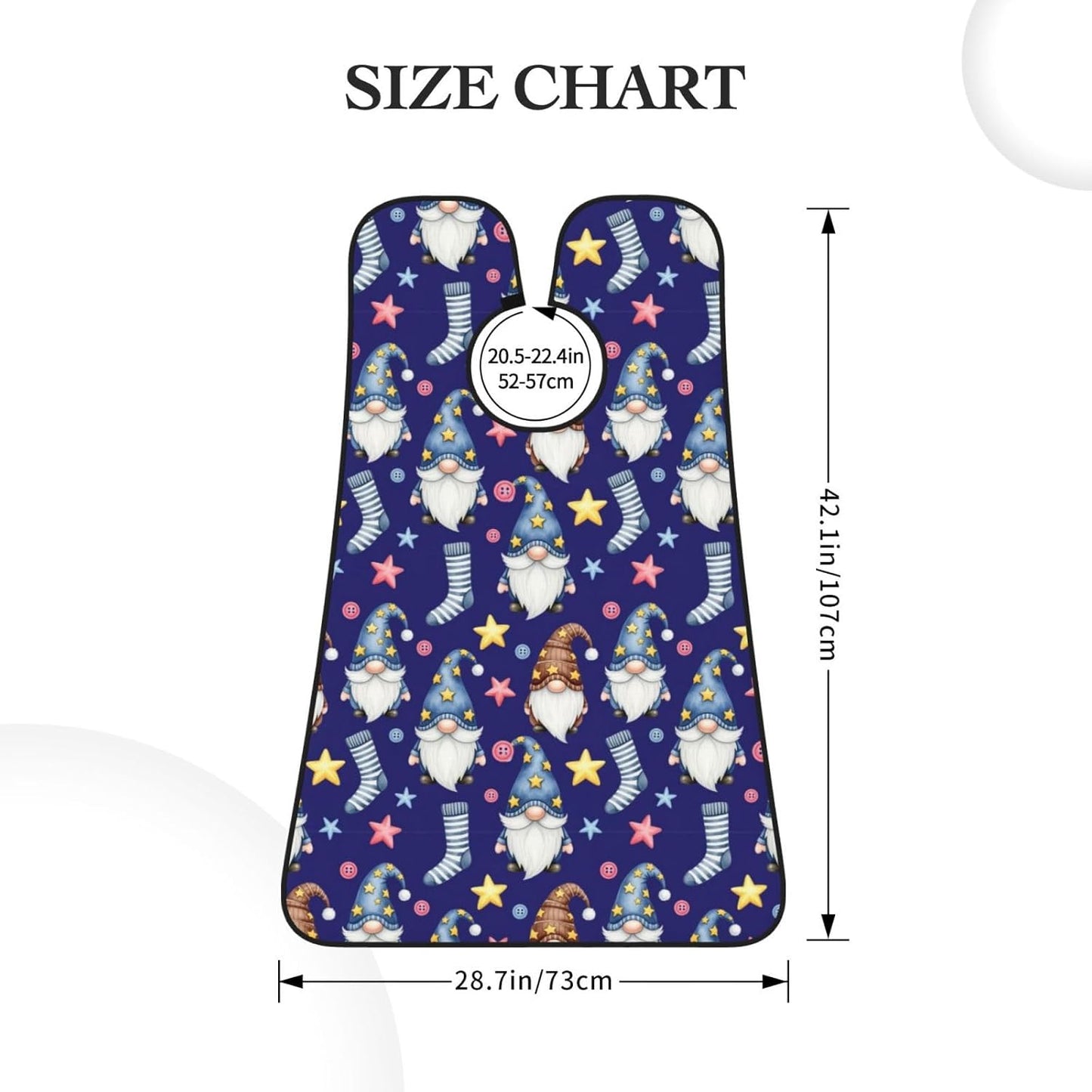 Strong Suction Cup Beard Grooming Bib, Non-Stick Hair Catcher, Waterproof, for Shaving, Watercolor Cute Gnomes Dark Blue