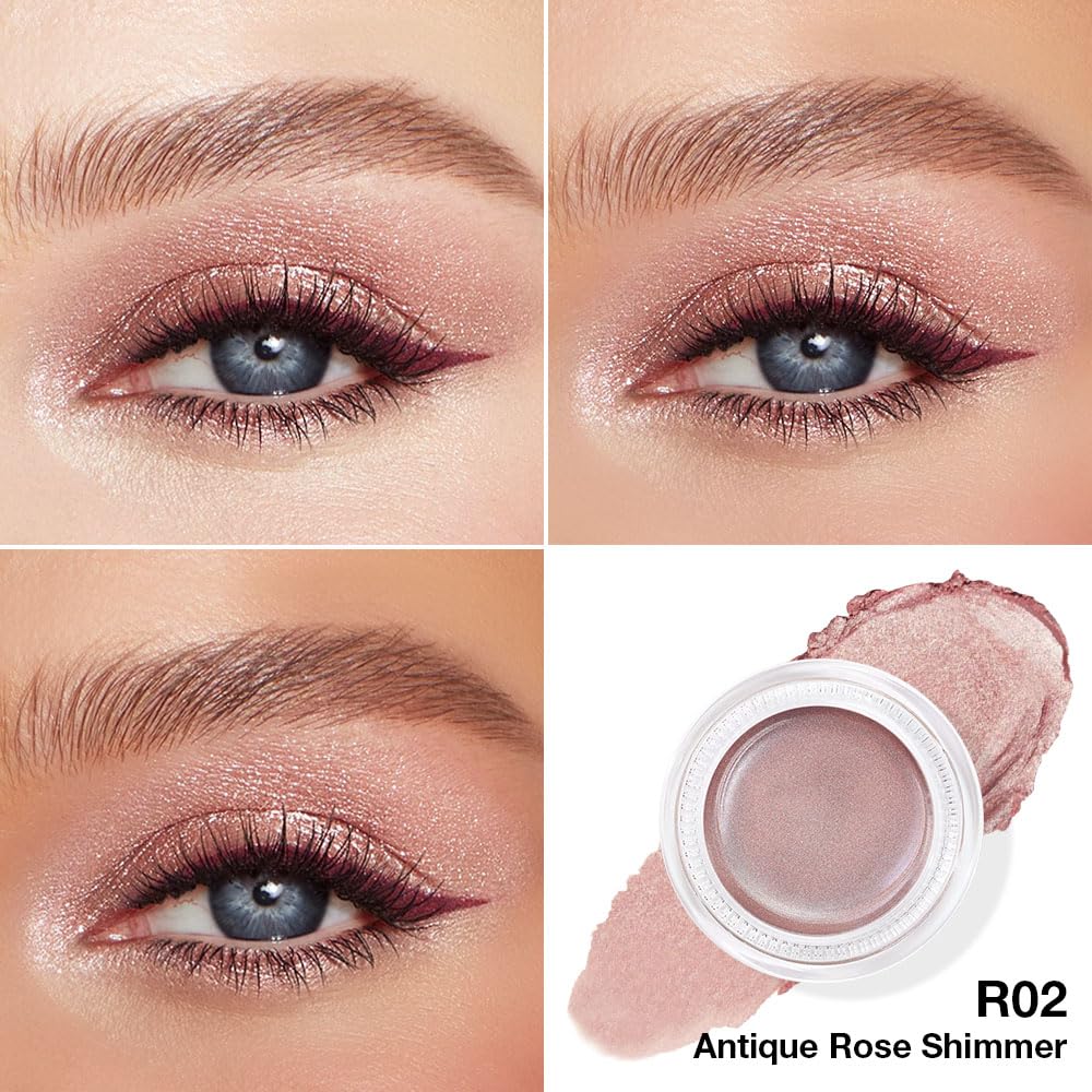 Kaely Single Cream Eyeshadow Pot, Golden Tan Antique Rose Shimmer Eye Shadow for Older Women High Pigmented Waterproof, Natural Eyeshadow Palette Makeup Brightener, sombras en crema para ojos, R02