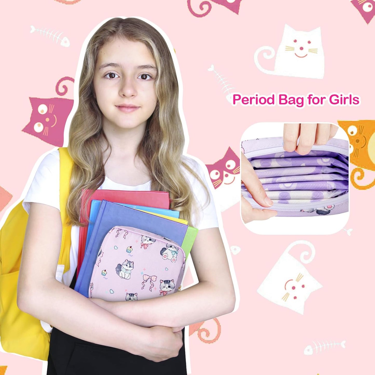 Tampon Holder for Purse, Canvas Period Bag Sanitary Napkin Storage Bag for Girls Womens, Portable Feminine Emergency Pad Period Pouch(Swimming Panda)