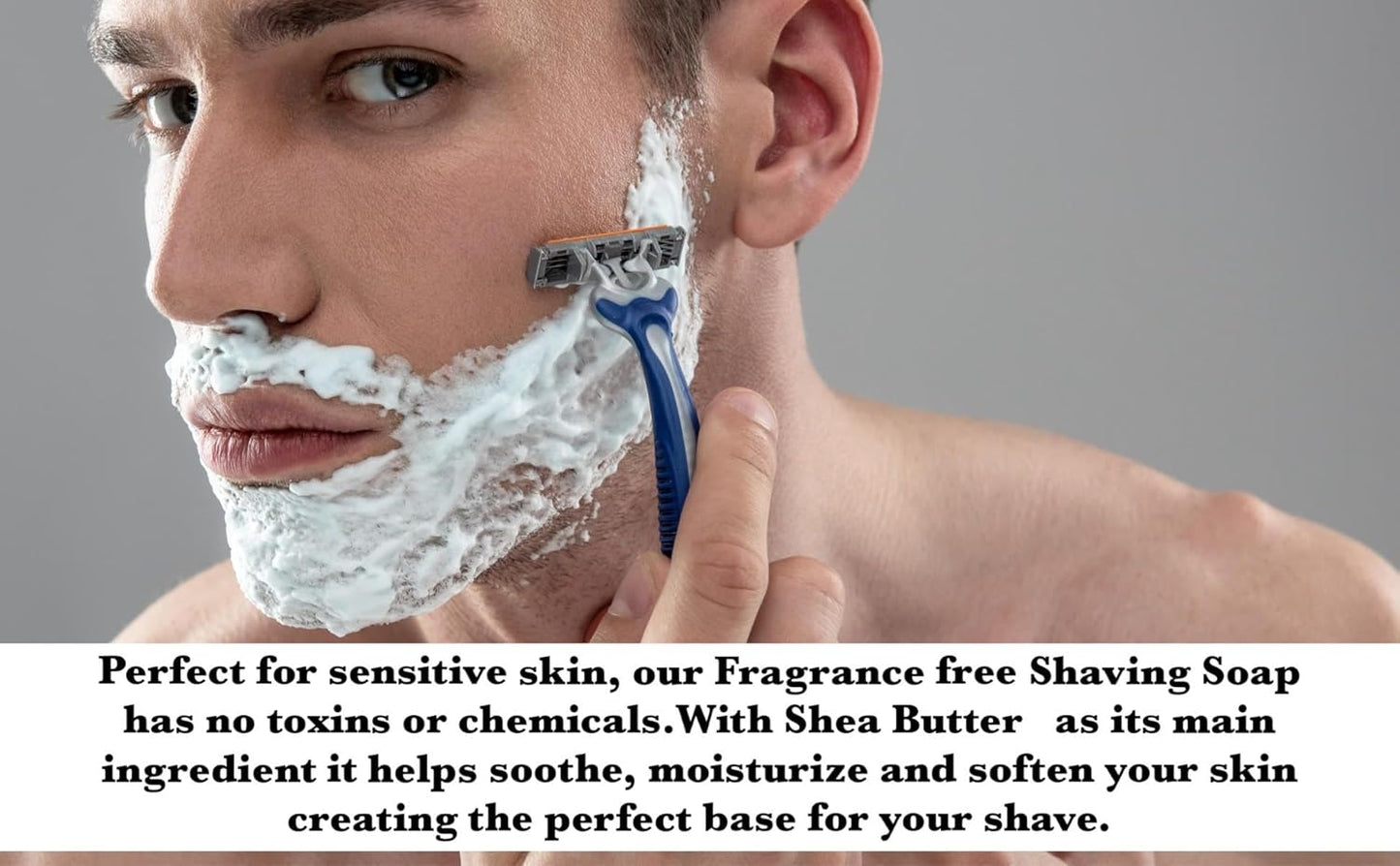 G.B.S Natural Fragrance Free & Lavender Citrus Shaving Soap with Shea Butter for Sensitive Skin Shave Soap for Men (Pack of 2)