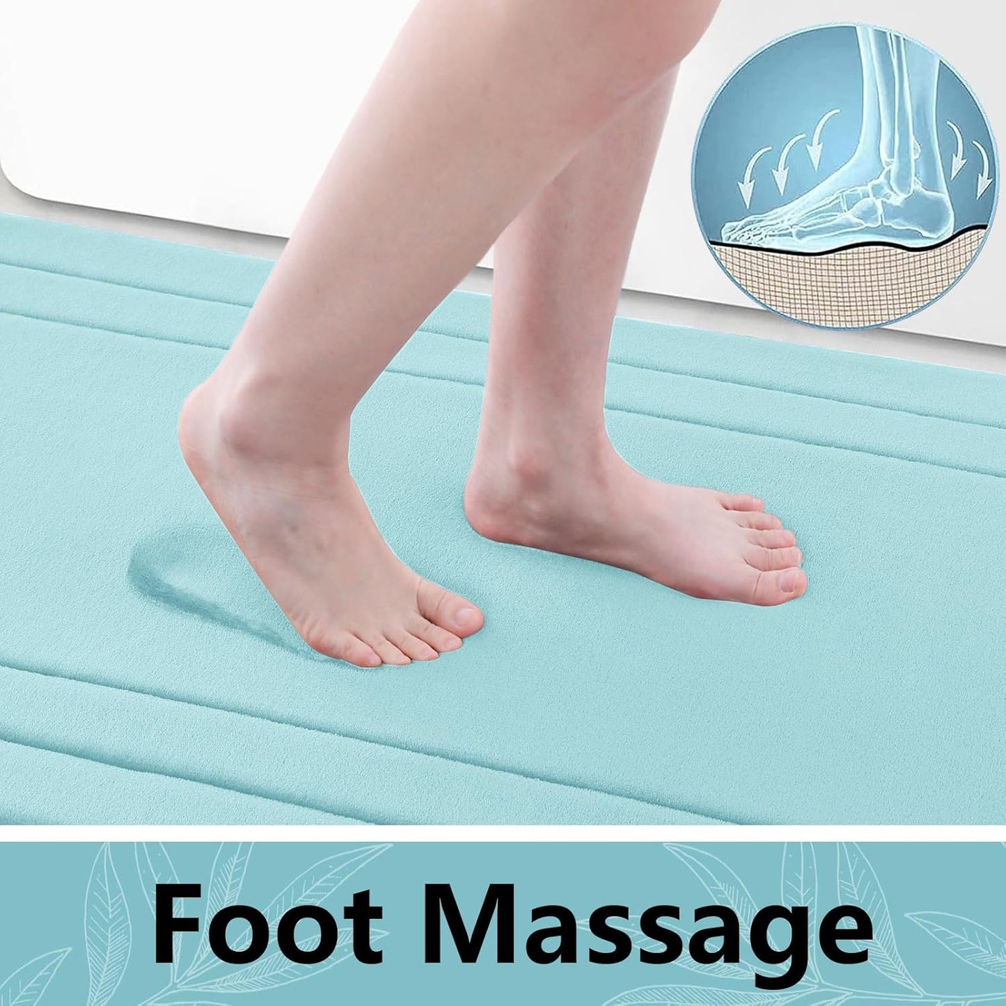 Arotive Memory Foam Bathroom Rug Mat 30x20, Ultra Soft and Absorbent Bath Mat, Machine Wash Dry, Comfortable Bath Rug Carpet for Bathroom Floor, Tub and Shower, Sky Blue