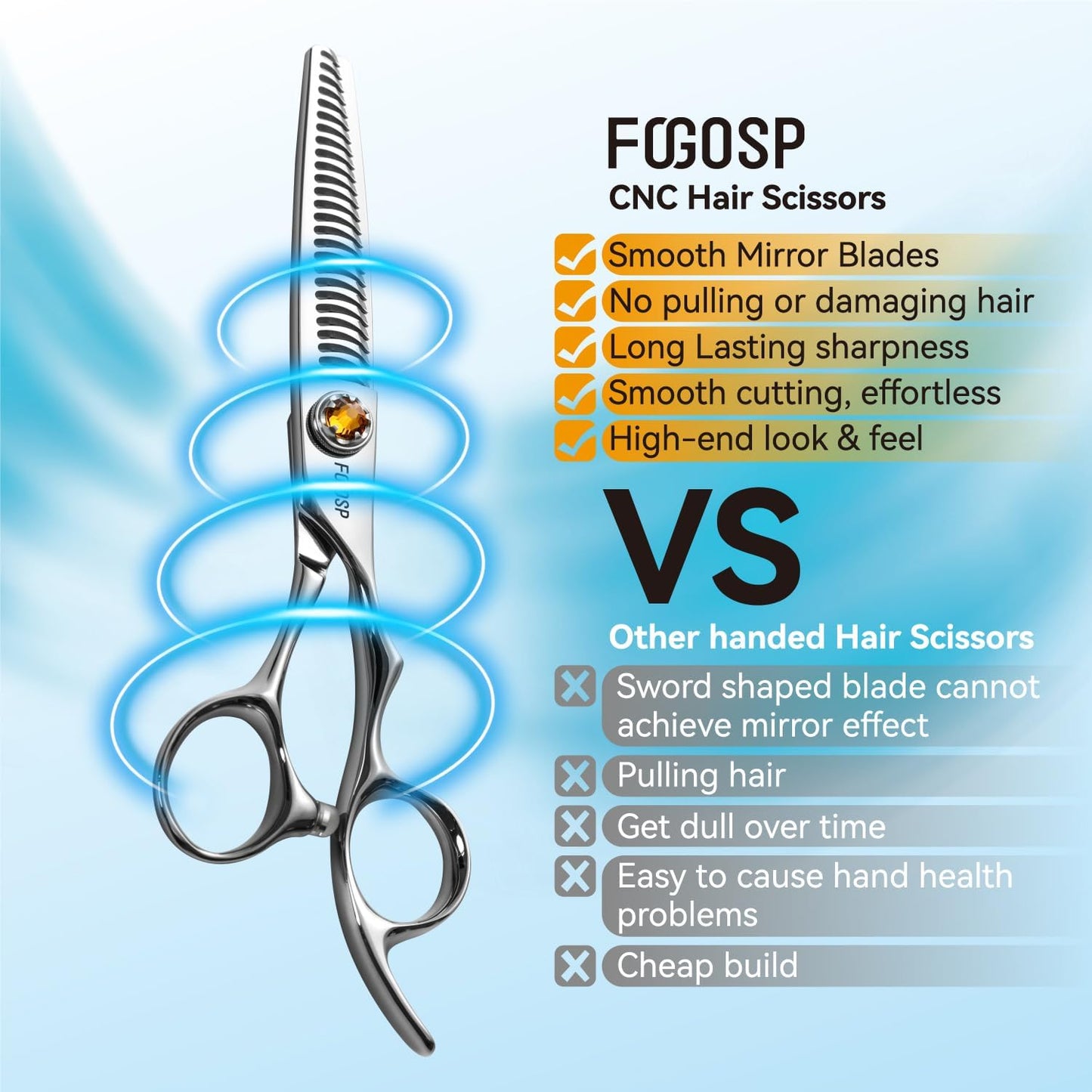 Hairdressing Scissors Extremely Sharp Offset Design Using VG10 Stainless Steel for Barbers & Salon Stylists Smooth Motion Fine Craftsmanship Barber Scissors (Thinning & Blending Shears)
