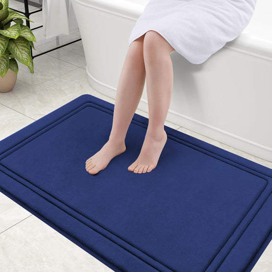 Grandaily Memory Foam Bath Mat Rug 47x32, Ultra Soft, Non-Slip and Absorbent Bathroom Rugs, Machine Wash Dry, Comfortable Bath Carpet for Bathroom Floor, Tub and Shower, Navy Blue