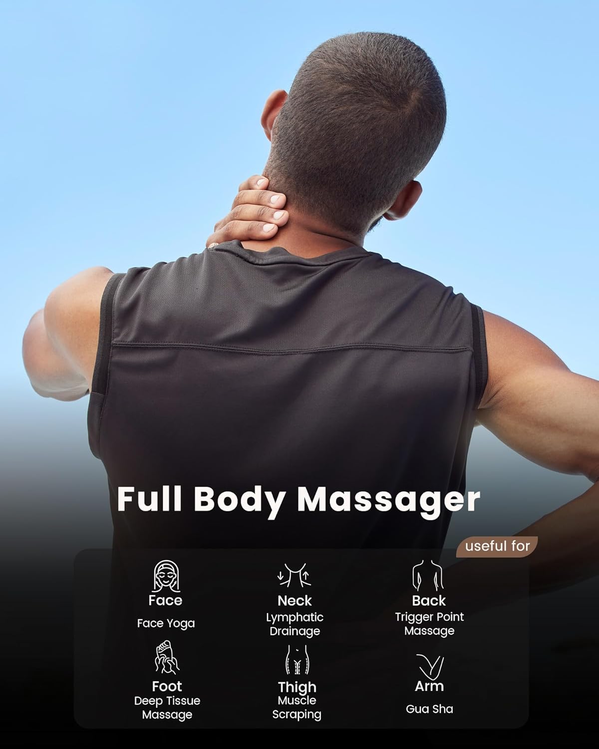 lifechill Trigger Point Massage Tool for Deep Tissue Pain Relief, Gua Sha & Muscle Scraper Tool for Full Body, Thumb Saver Acupressure Tool Relieve Plantar Fasciitis, Black