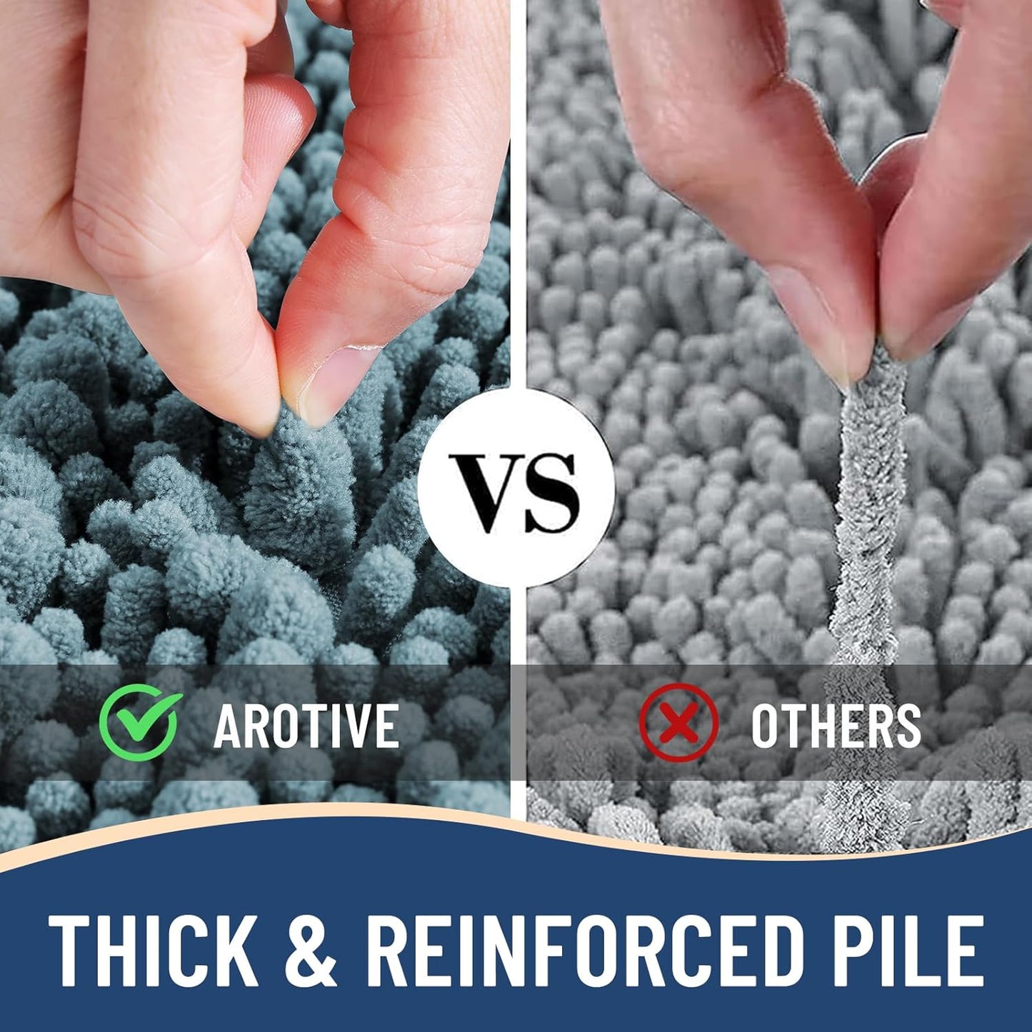 Arotive Luxury Chenille Bathroom Rug Mat, Extra Soft Thick Absorbent Shaggy Bath Rugs, Non-Slip Machine Wash Dry, Plush Bath Mats for Bathroom, Shower and Tub, 34x21, Smoky Gray