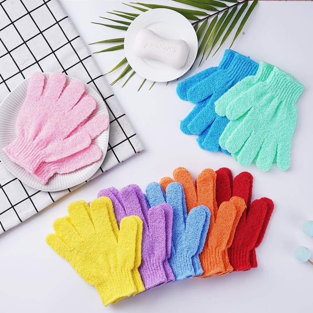 16 pcs Exfoliating Shower Gloves,Double Sided Exfoliating Bath Gloves Deep Clean Dead Skin for Spa Massage Beauty Skin Shower Body Scrubber Bathing Accessories.