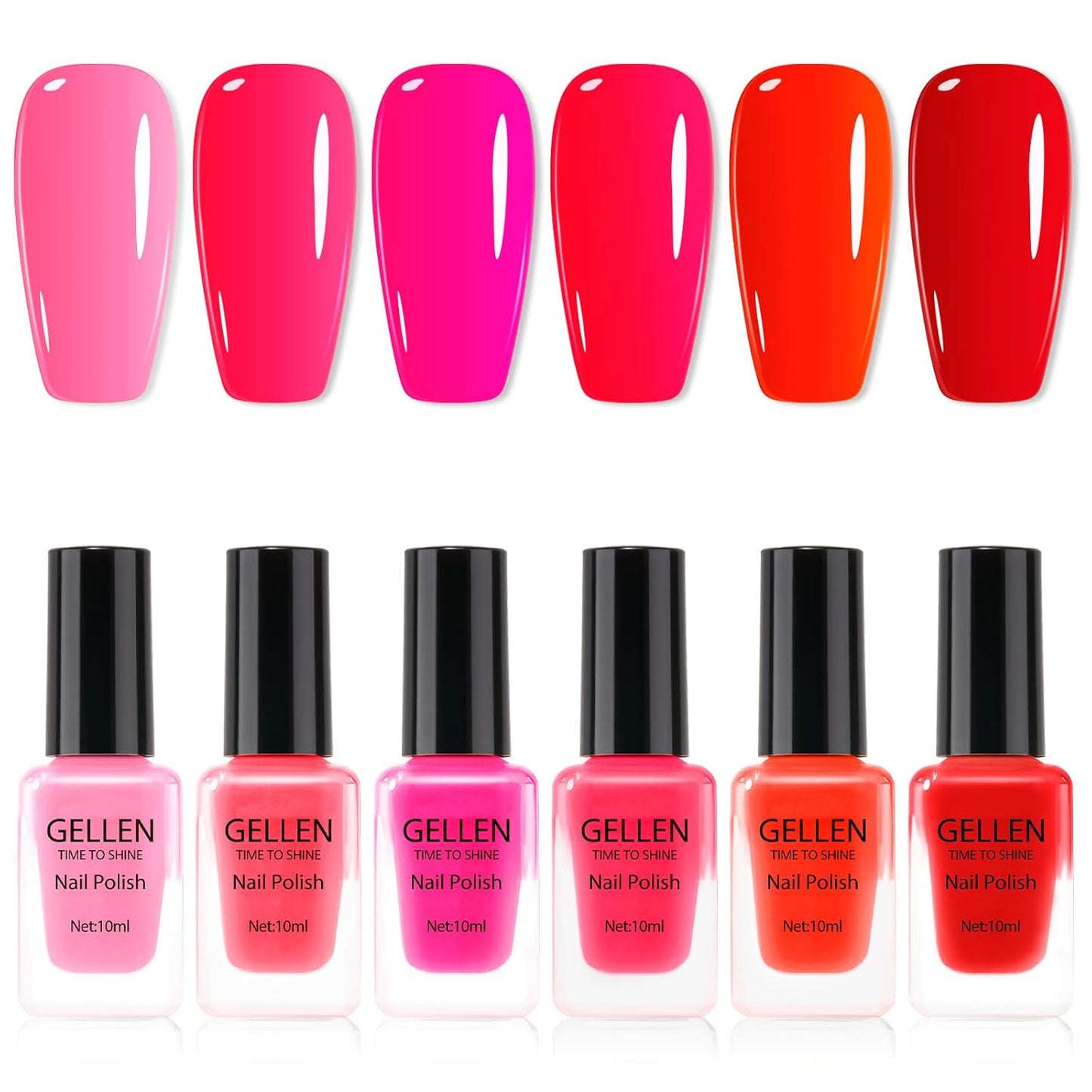 GELLEN Red Pink Nail Polish, Quick Air Dry Natural Traditional Regular Nail Polish Bright Red Hot Pink Set for Acrylic Natural Nails Home Salon, Non Gel, No UV, Chip Resistant, Hema Free, Non-toxic