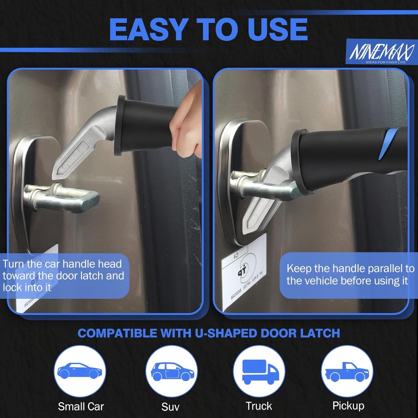 Car Door Handle for Elderly Car Handle Assist Support, Auto Grab Handles, Portable Car Door Cane for Seniors, Handicap (1 pc with Strap)