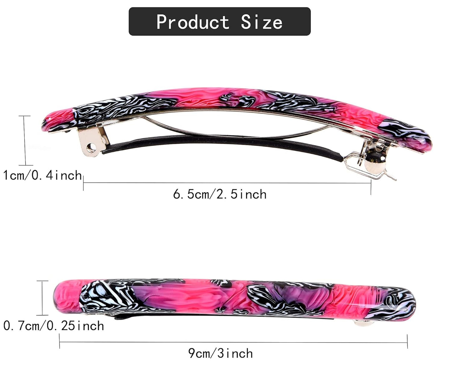 Fsmiling Small Hair Barrettes for Women, 4pcs Tortoise Acetate Automatic Clips for Thin Hair