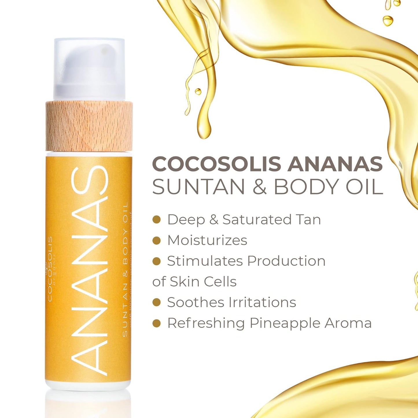 COCOSOLIS ANANAS Tanning Bed Lotion Accelerator - Organic Tanning Lotion with vitamin E & Pineapple Scent | Tanning Oil Enhancer For a Rich Chocolate Tan - Nourishing Body Lotion (3.72 fl oz)