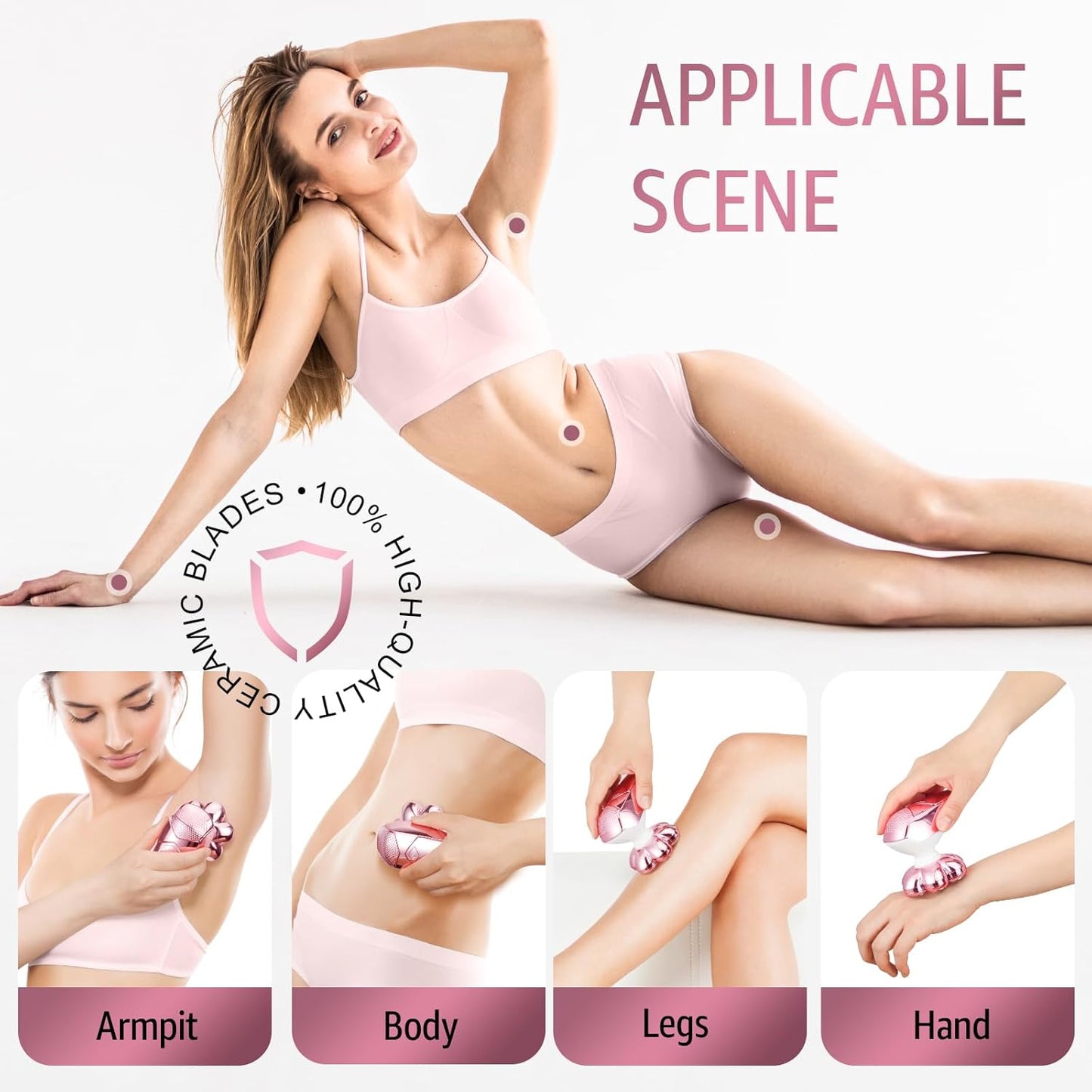 SHPAVVER Electric Razors for Women Legs: Rechargeable Body Shaver - Waterproof Wet Dry Hair Remover - Trimmer for Lady Face Underarms Pubic