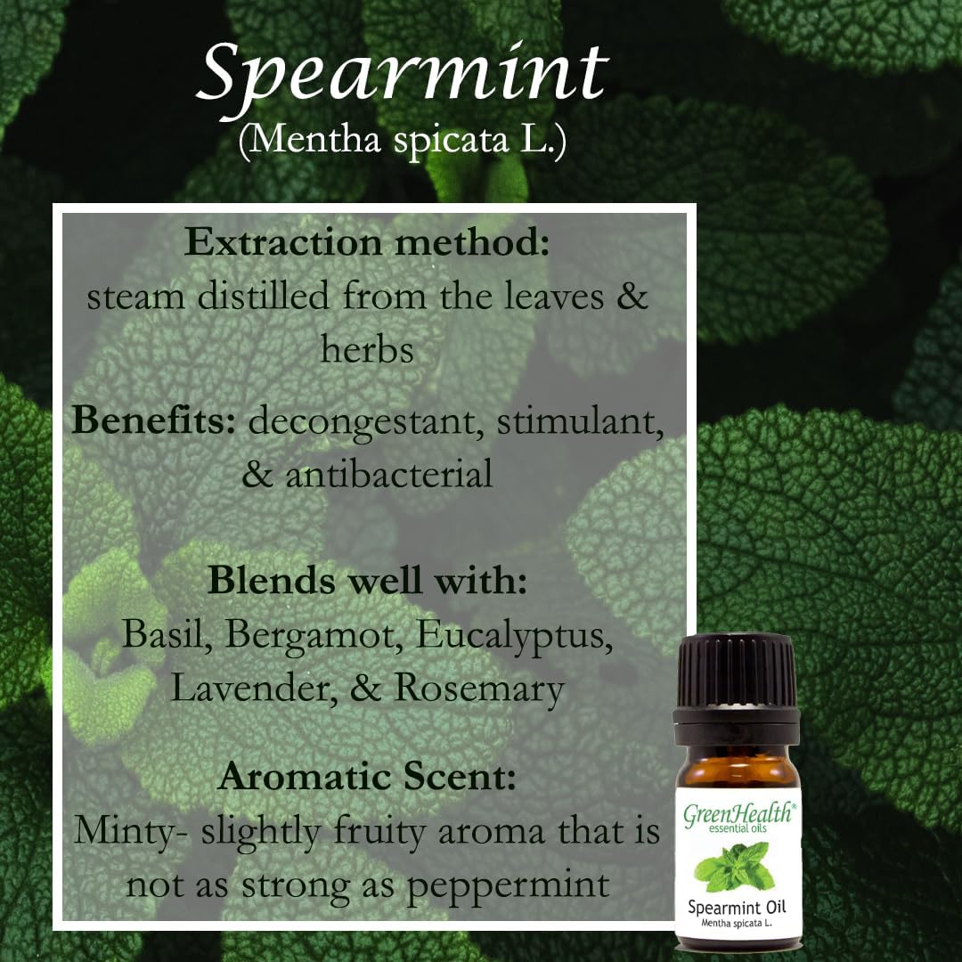 GreenHealth Spearmint Essential Oil 16 fl oz – 100% Pure & Uncut, Therapeutic Grade, Natural Aromatherapy Oil in Aluminum Bottle