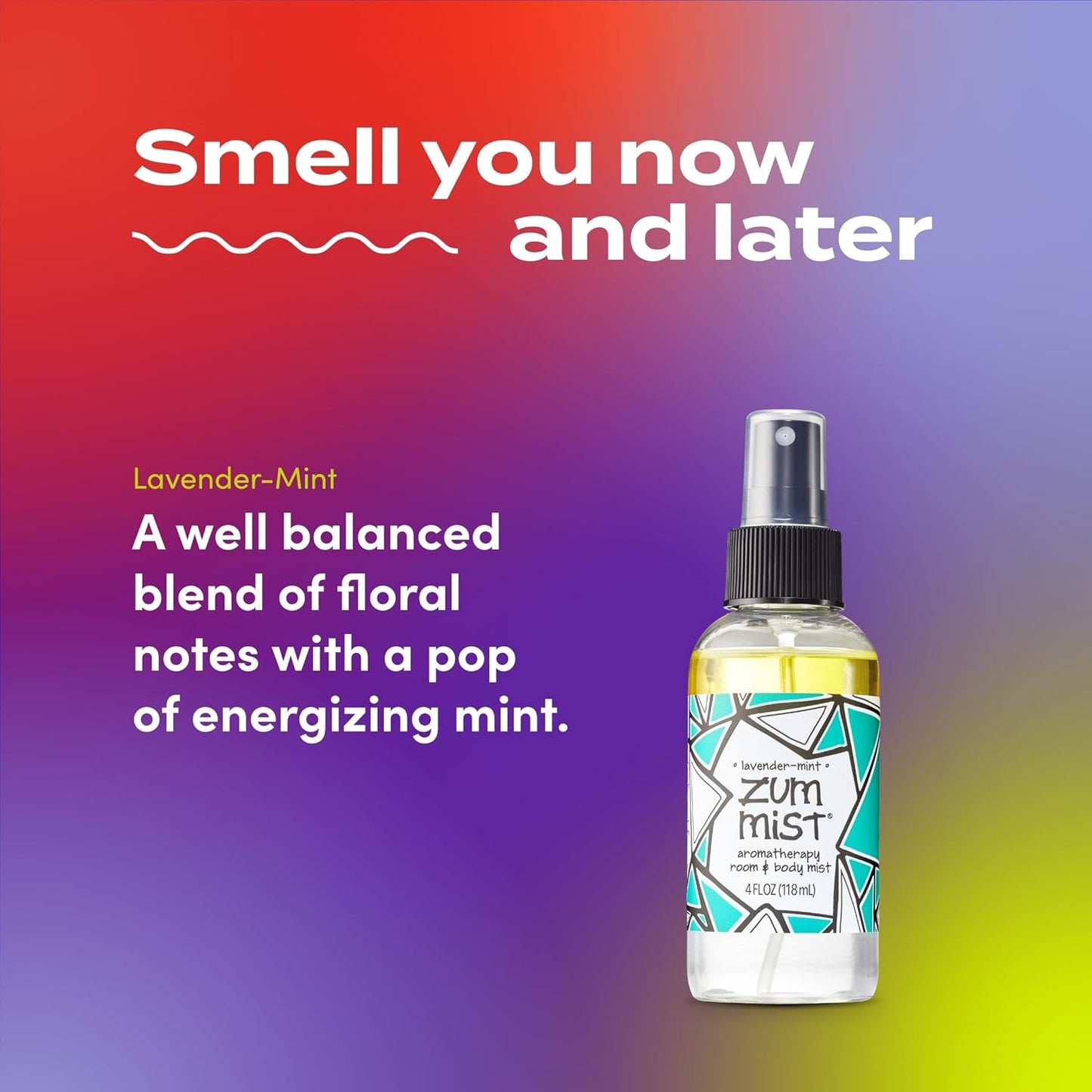 Indigo Wild Zum Mist Room & Body Spray - Aromatherapy Essential Oil Spray - Natural Body Mist & Room Spray - Lavender-Mint Scent - 4 fl oz