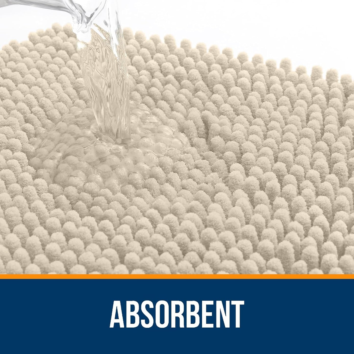 OLANLY Bathroom Rugs 44x24, Extra Soft Absorbent Chenille Bath Rugs, Rubber Backing Quick Dry, Machine Washable Bath Mats for Bathroom Floor, Tub and Shower, Home Decor Accessories, Sand