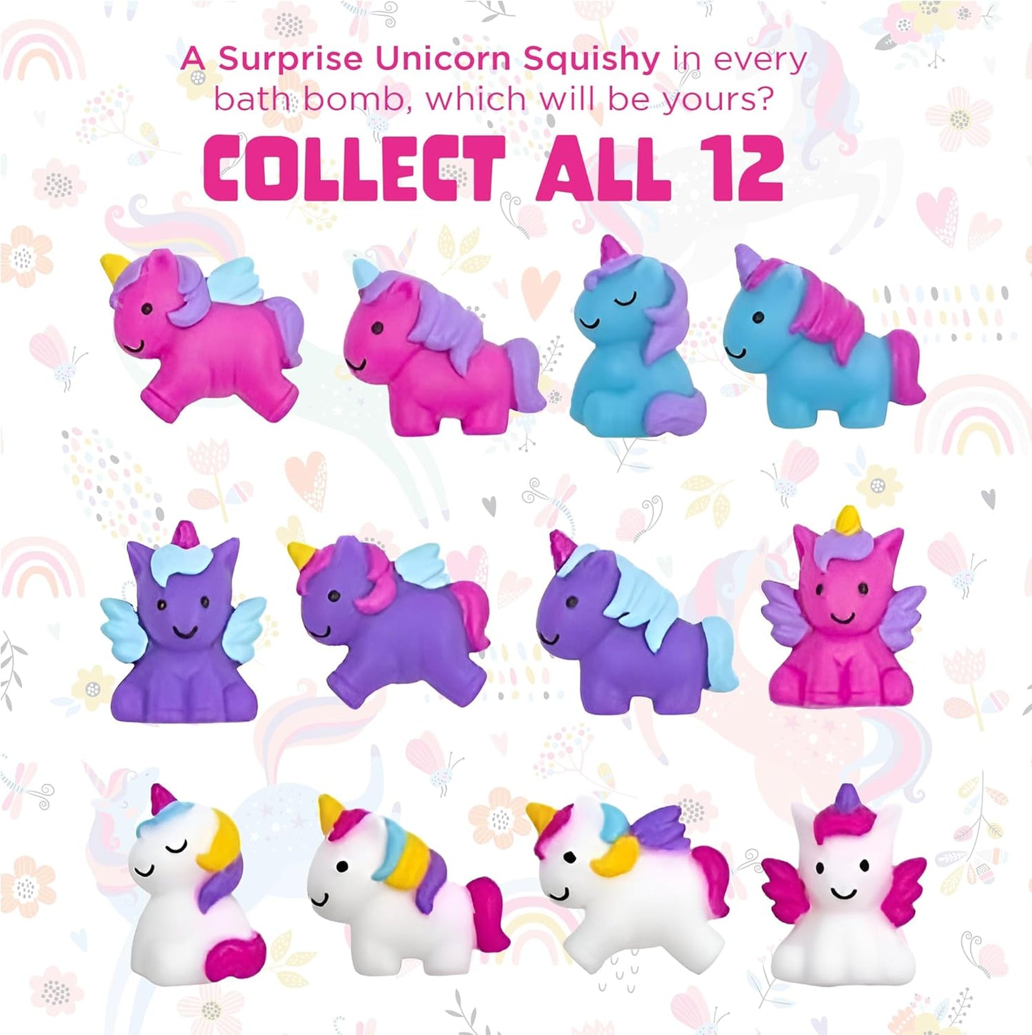 Unicorn Bath Bombs for Girls with Surprise Toys Inside (6 Pack) - Large Bubble Bomb for Kids, Gentle and Safe, Made in USA, Fizzies, Fruity Scents, Won't Stain Tub - Ideal Gift by Two Sisters