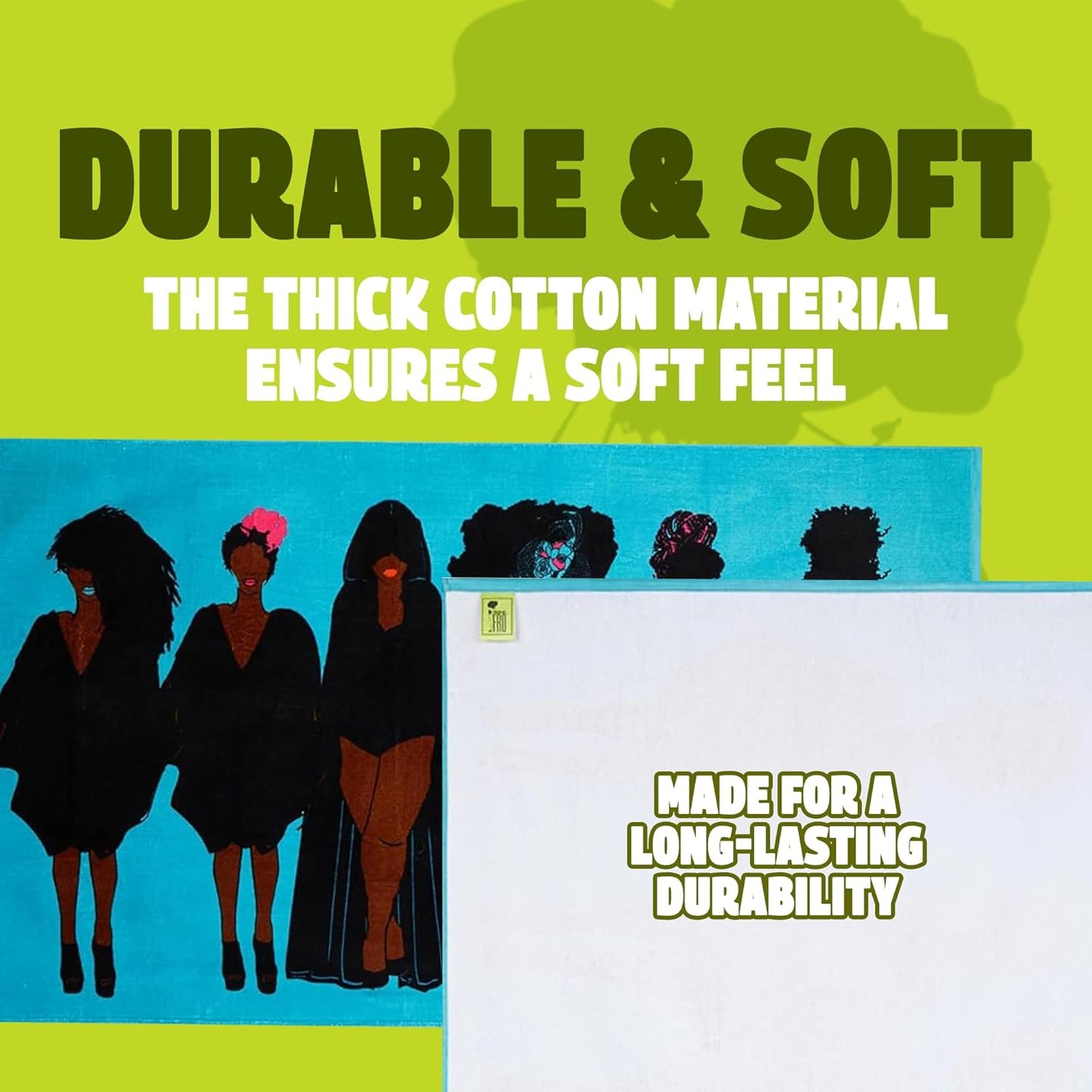 Pardon My Fro Tribe Beach Towel – 100% Cotton Oversized Quick-Dry Swim Towel, Sand-Free & Lightweight Travel Towel for Men & Women, Colorful 30x60in XL for Pool, Ocean & Outdoor Adventures – Teal