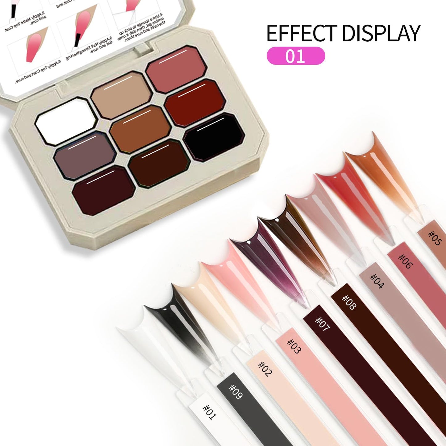 Ombre Nail Polish Professional Gradient Nail Art 9 Color Pat Painting Gel With 100PCS Nail Sponges & Grabbing Pen For Efficient Completion Of Painting Gel For Nail Art Complex Design (1)