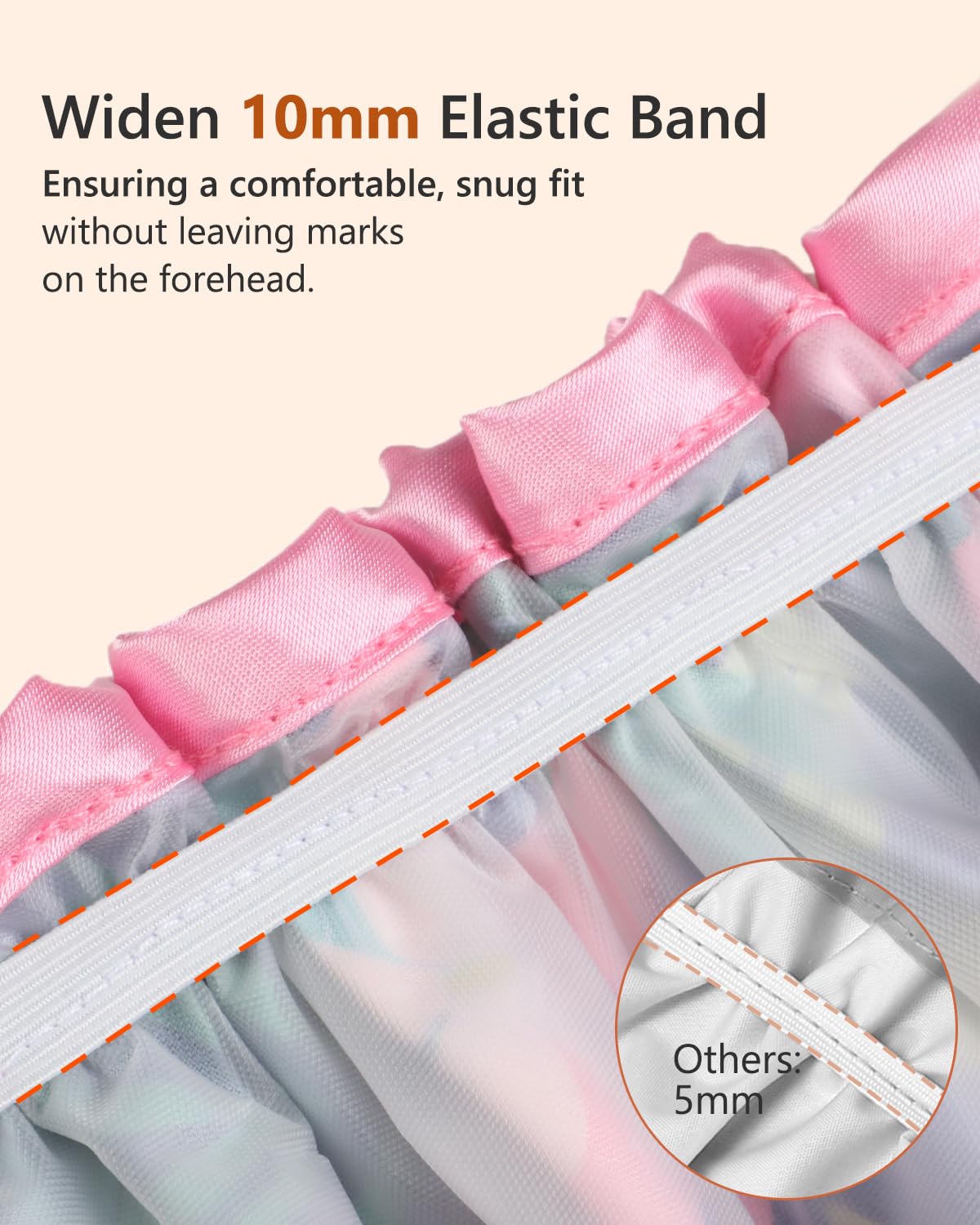 mikimini Shower Cap for Women and Grils,Pack of 1,Rainforest Bath Shower Caps with Pink Lace,Reusable Waterproof Shower Hat for Girls (Medium,Floral)