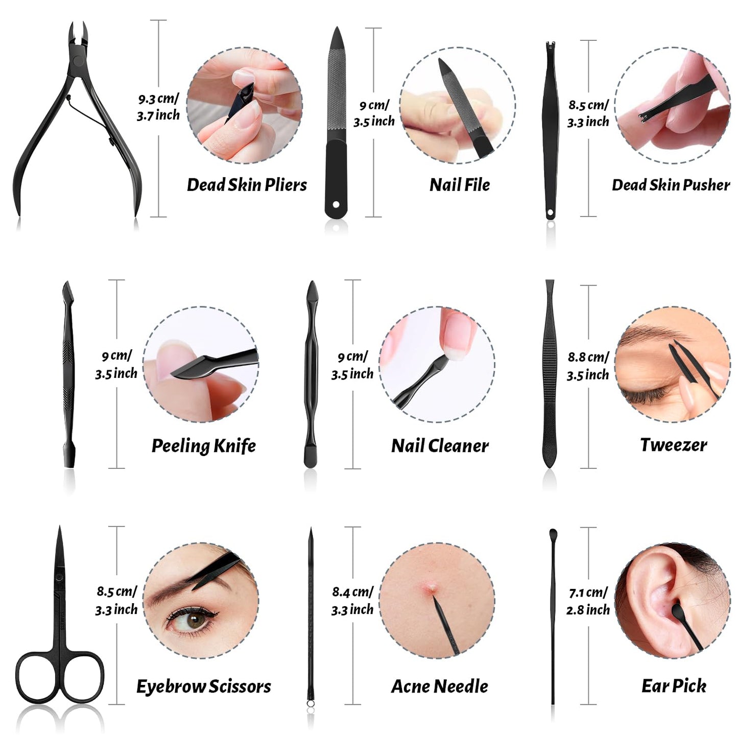 Manicure Set Nail Clipper Kit Pedicure Manicure Kit 12 In 1 Professional Pedicure Set Women Mens Personal Care Set with Travel Case Black