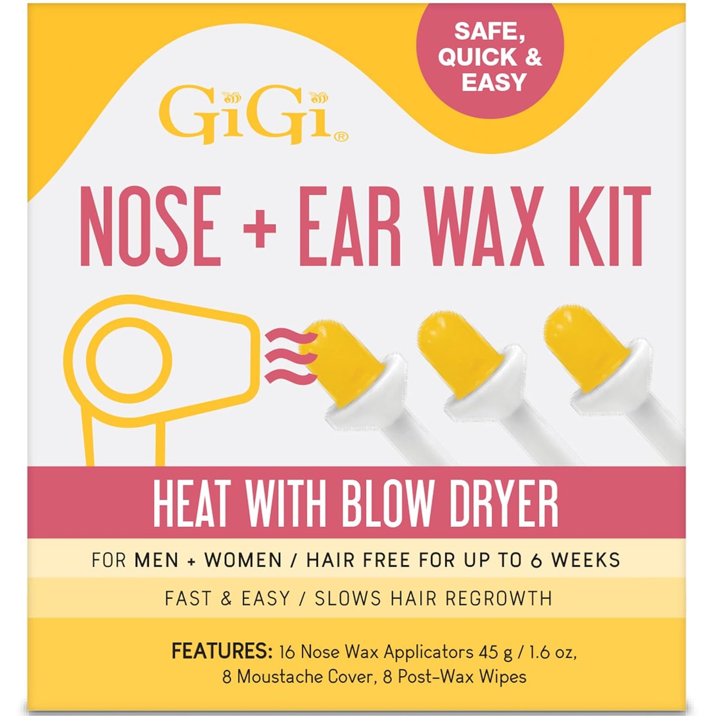 GiGi Nose + Ear Wax Kit, Safe, Quick, and Easy, Heat with Blow Dryer, 1-pack