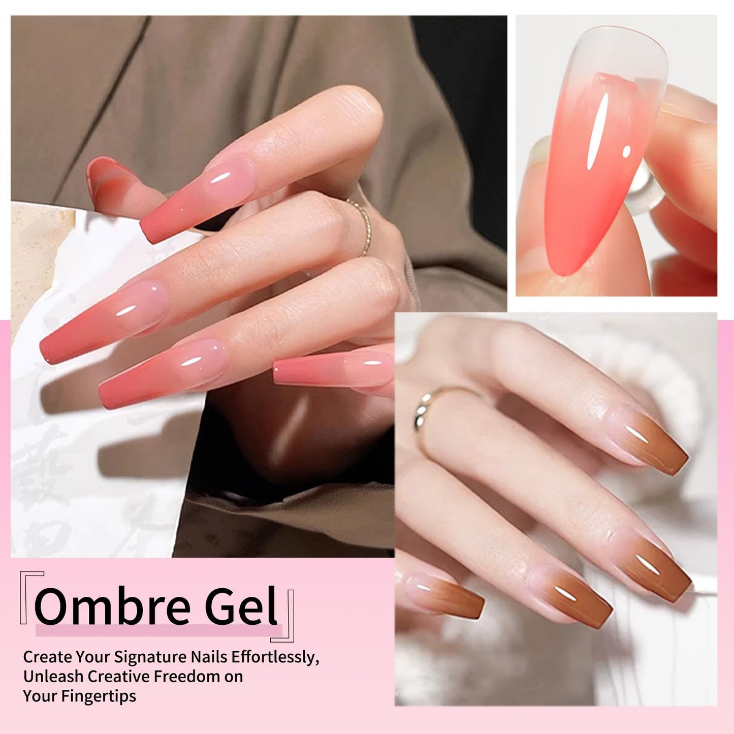 8 Colors Ombre Gel Pat Nail Polish Set,Ombre Pigment for Nails,Gradient Painting Gel with 50Pcs Nail Sponges for 3D Gels Nail Art can be Painted in Salon or Home Use