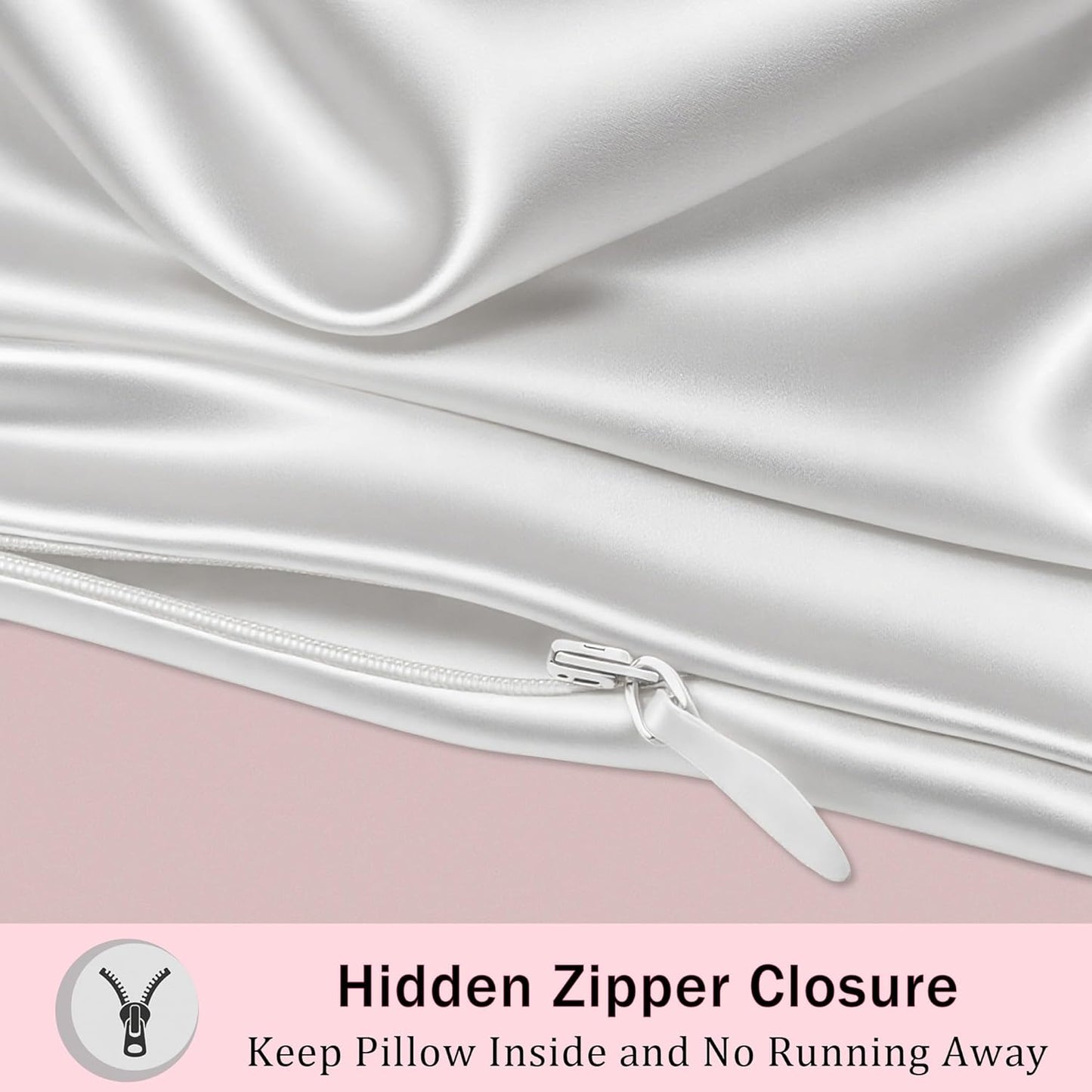 Mulberry Silk Body Pillow Pillowcase with Zipper, Ultra Smooth Soft Breathable Cooling Pillow Cases for Hot Sleepers, Silk Satin Body Pillow Cover for Hair and Skin (Cream White, 20×54 Inches, 1 Pack)