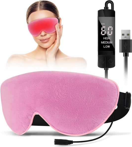 KOVNLO Heated Eye Mask, Washable USB Electric Moist Heat Warm Compress for Eyes, Eye mask with Flaxseed for Dry Eyes, Blepharitis, Chalazion, MGD, Stye Eye Treatment