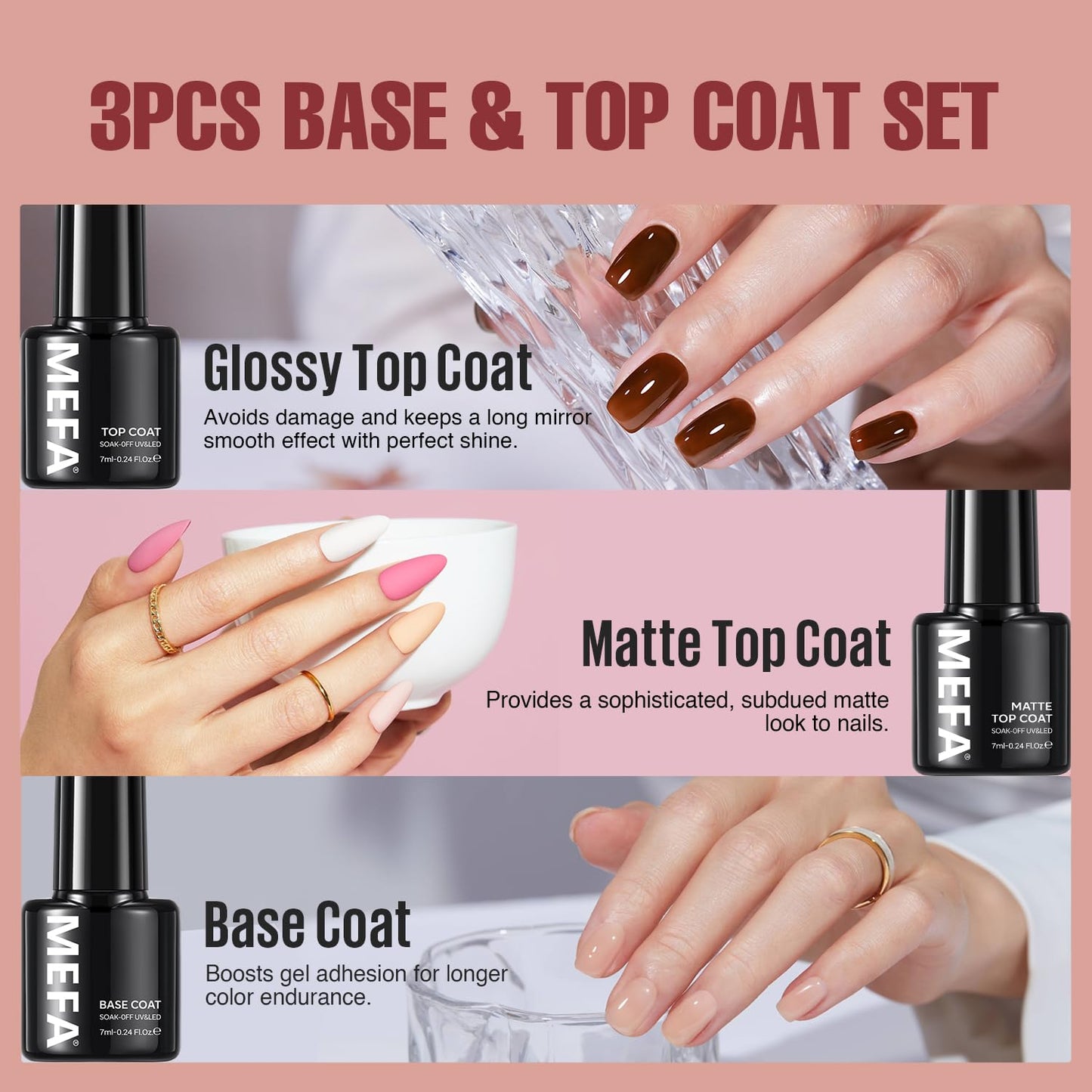 MEFA 35 Pcs Gel Nail Polish Set, 32 Colors All Seasons Collection Gel Nail Polish Kit with Base Coat No Wipe Glossy/Matte Top Coat Blue Red Pink Nail Art Manicure DIY Salon Home Gifts for Women Girls