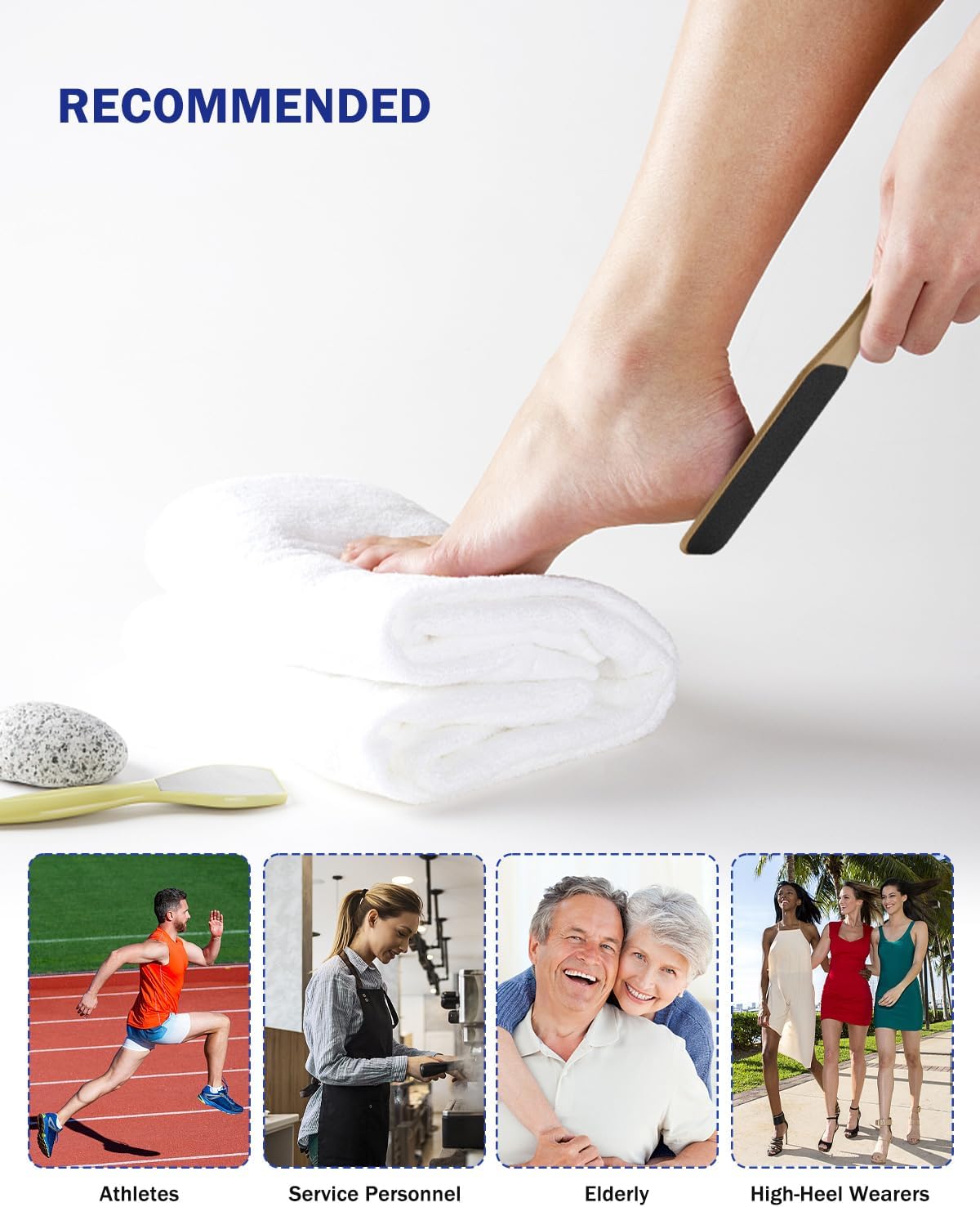 BEZOX Foot File Callus Remover with Bamboo Handle(1 PCS), Double-Sided Portable Foot Scrubber, Professional Pedicure Heel Sander for Smooth and Beautiful Feet - Dark