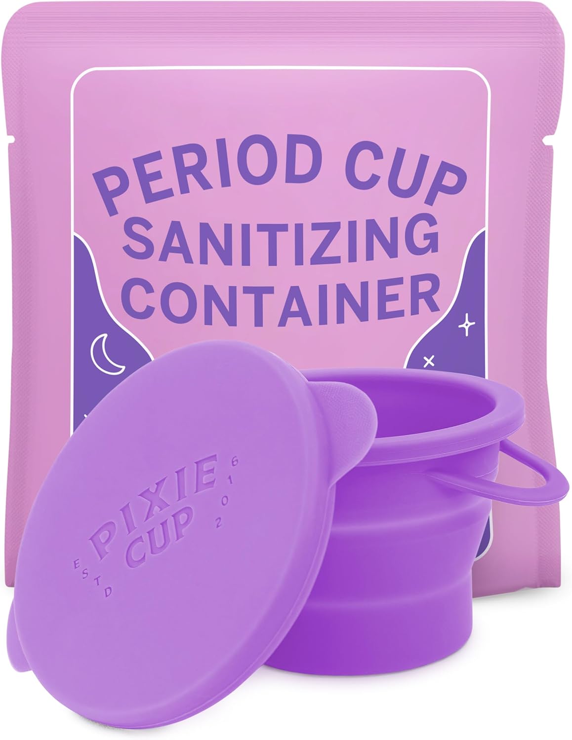 Pixie Menstrual Cup Compact Sterilizer - Good for Public Restrooms, Camping, or Dorms - Collapsible Cleaner Container for Your Menstrual Disc & Period Cup - Microwavable - Reusable - Case Holder