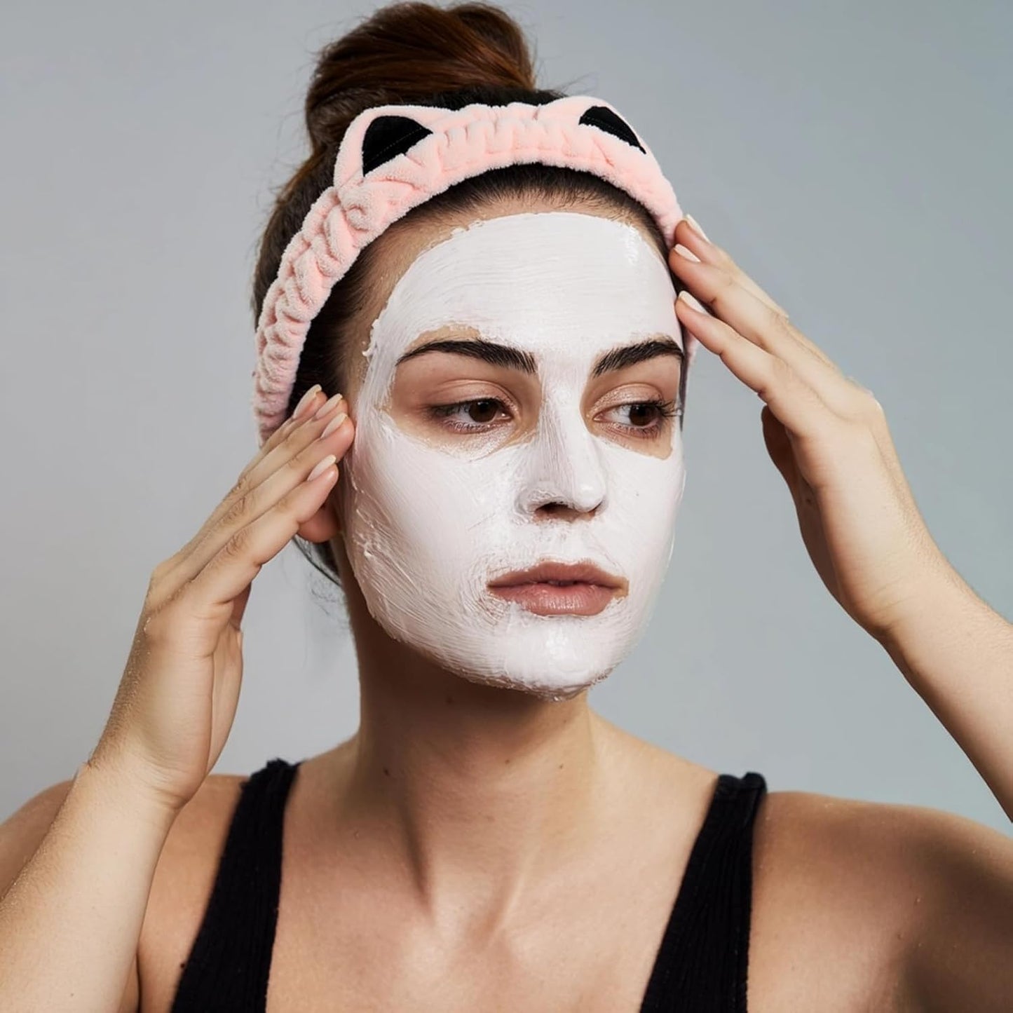 2 Pcs Cat Ears Headband, Cute Spa Headbands for Washing Face Skincare Makeup Headbands for Women Girls Trendy Stuff Present Soft Coral Fleece Hair Accessories(Pink Purple)