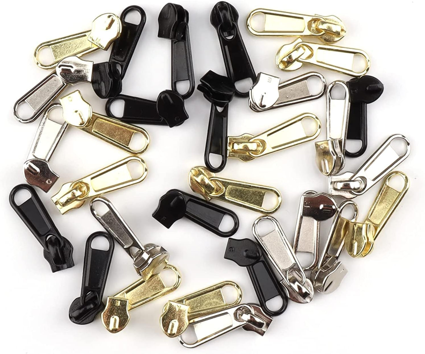 DOITEM 16.5 Yards 3-Piece Assorted Nylon Coil Zippers with 30 Sliders for DIY Tailoring and Crafts, Black