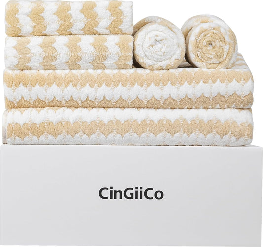 Love Bath Towels Set of 6 Large, Microfiber Bath Towels * 2 (55.12"*27.56"), Hand Towels * 4 (29.52"*13.77"), Luxury Towels for Bathroom, Gym, Hotel, and Spa（Yellow）