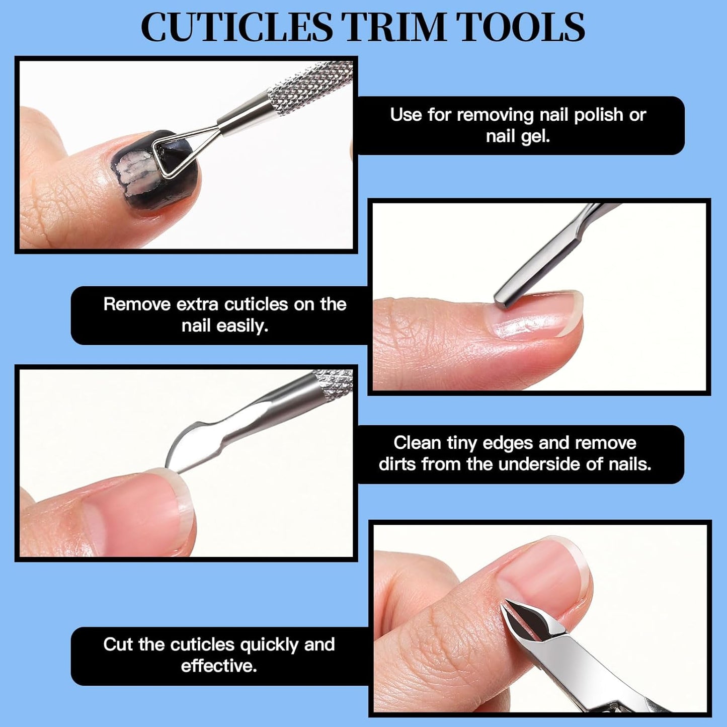 FANDAMEI Manicure Set, Nail Tools, Files 100/180, Buffer Block, Cuticle Nippers, Pusher, Peeler, Lifter for Ingrown Toenails, Toenail File, Care Kit, Blue