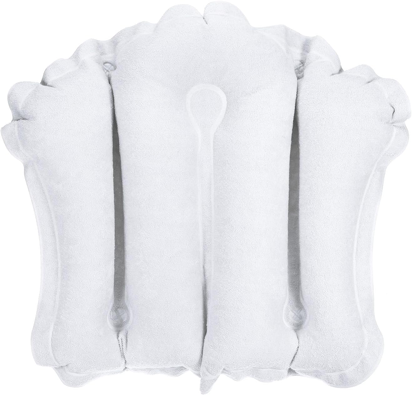 PATIKIL Inflatable Bath Pillow with Suction Cups, Terry Cloth Covered Shell Shape Bath Pillow Neck Support for Bathtub Hot Tub, White