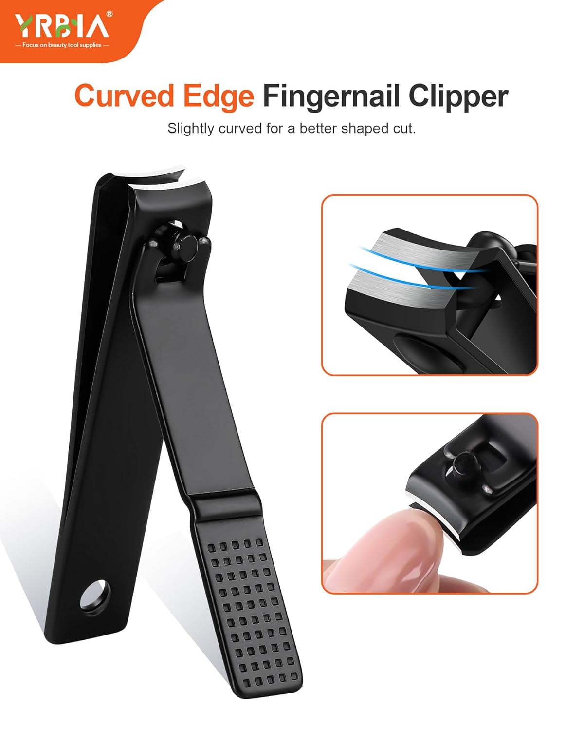 Nail Clippers with Glass Nail File, YRBIA Ultra Sharp Nail Clipper Set, Professional Fingernail & Toenail Clippers Nail Cutter for Men and Women (Black)